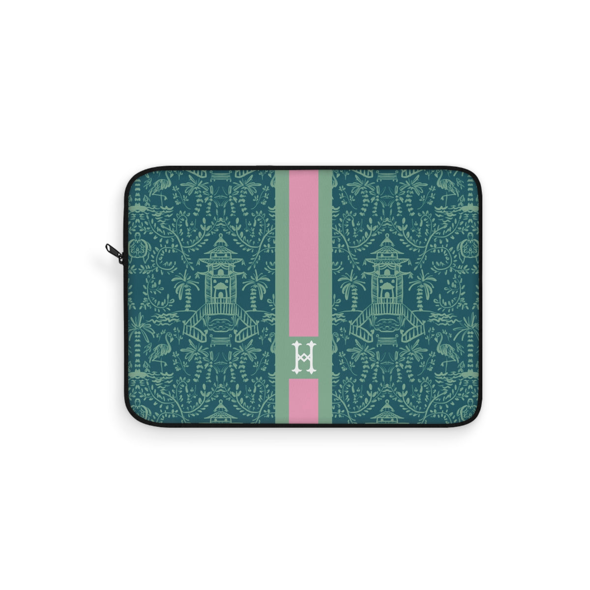 Palm Beach Teal Monogrammed Laptop Sleeve