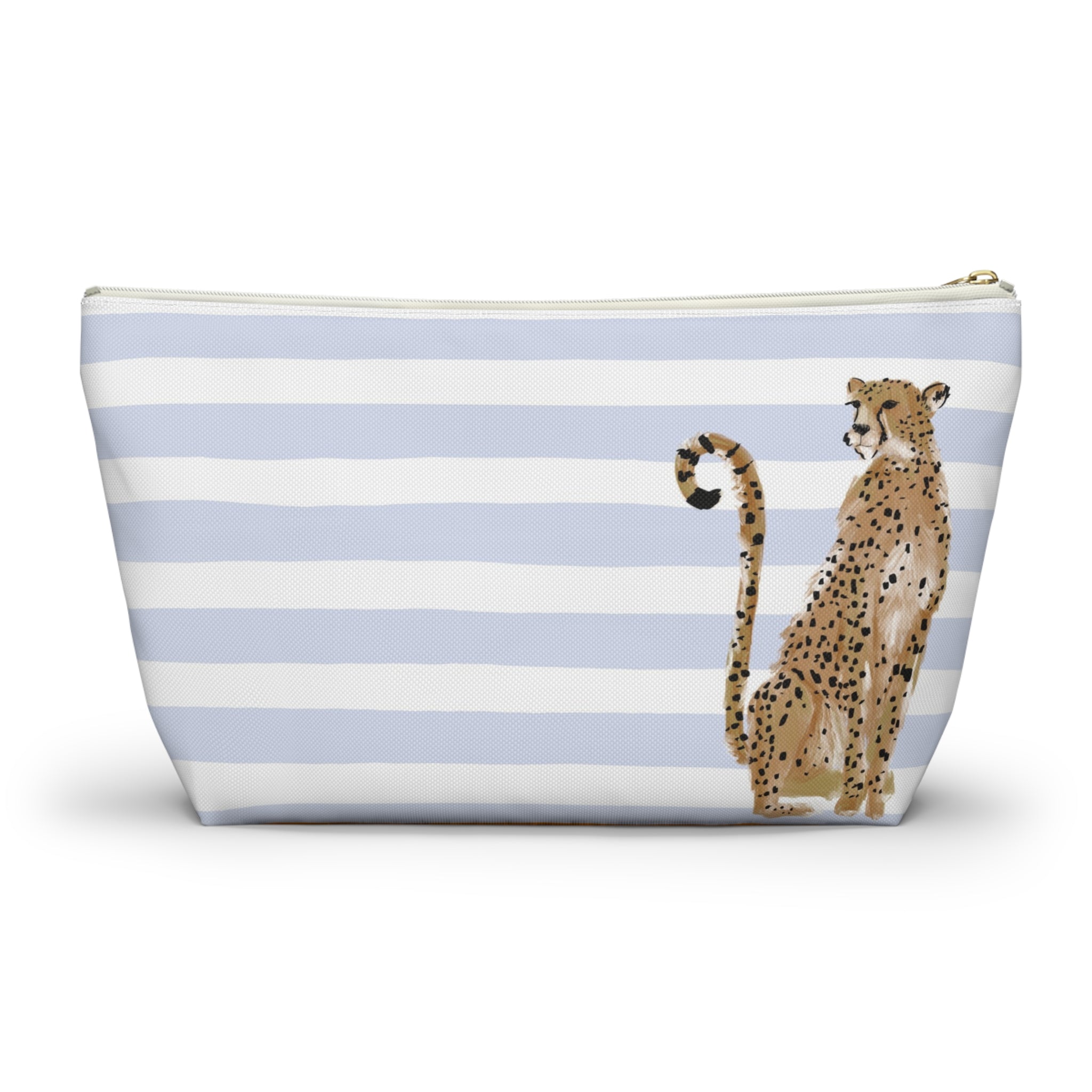 Preppy Cheetah (Blue) Monogrammed Mahjong Tile Pouch