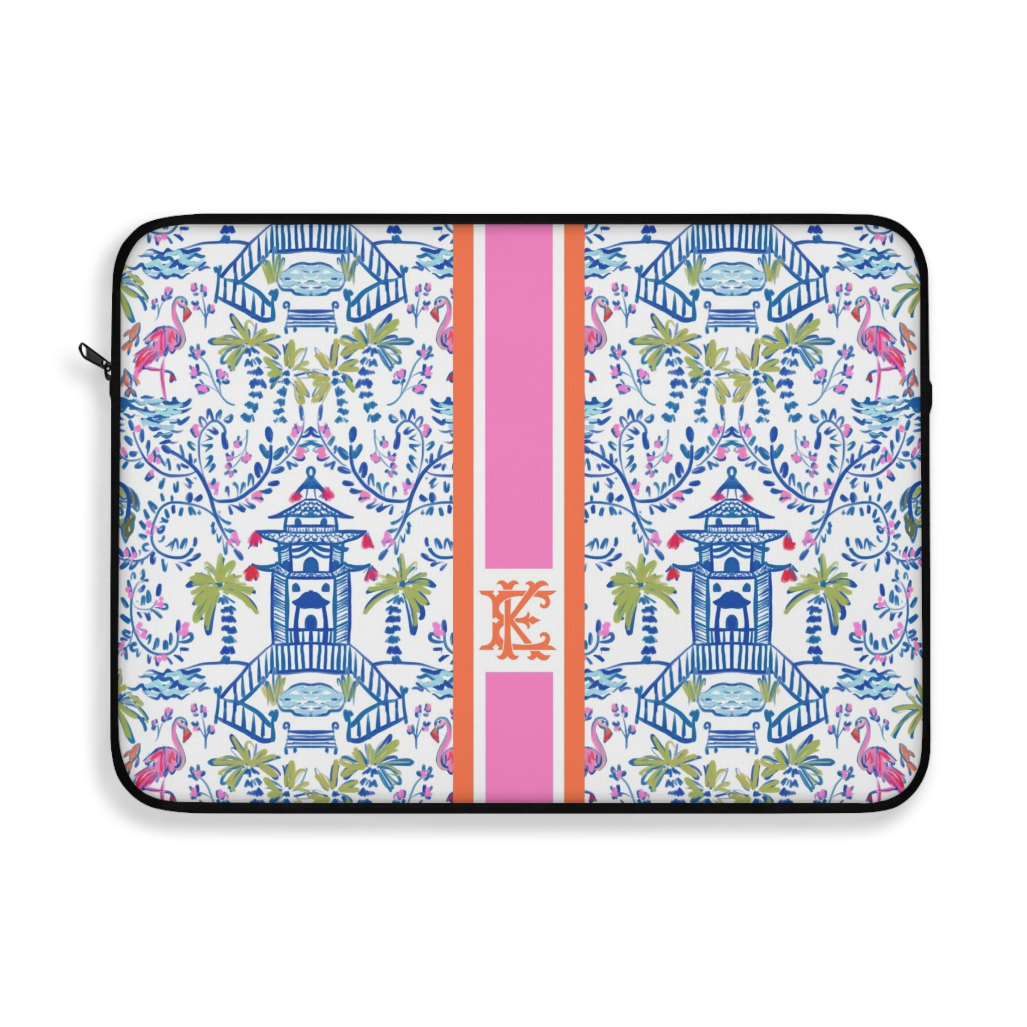 Colorful Chinoiserie Monogrammed Laptop Sleeve