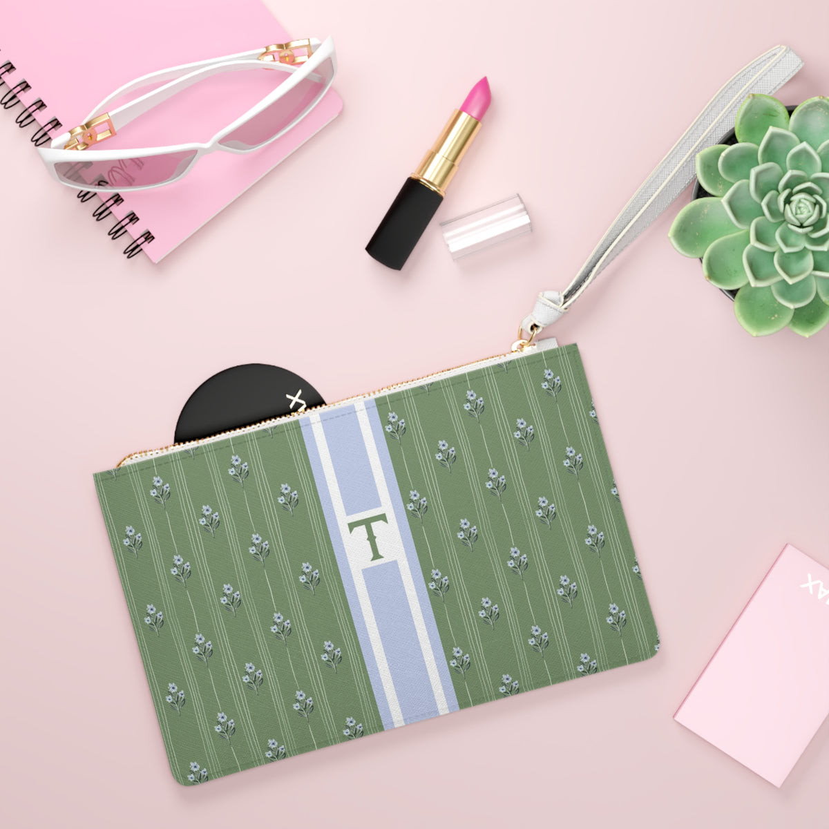 Zera Stripe Monogrammed Mahjong Card Pouch