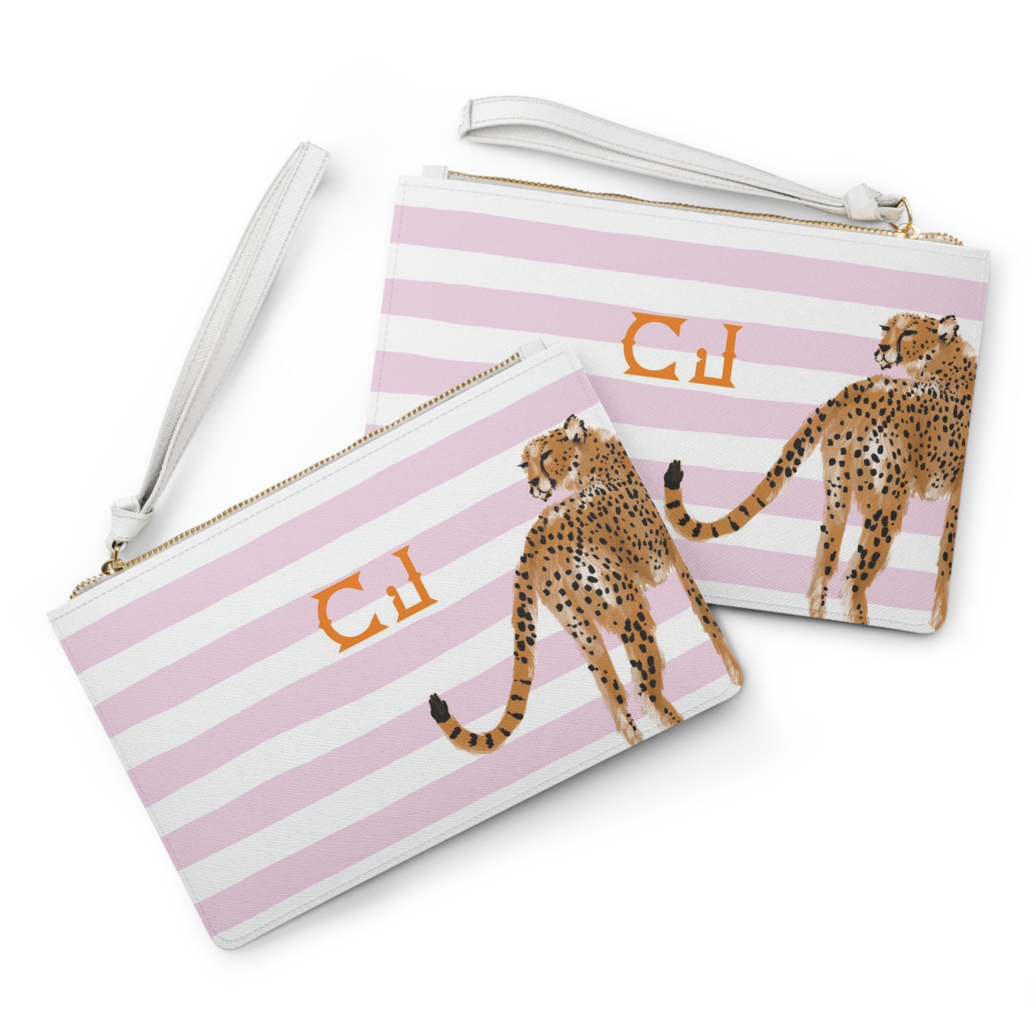 Preppy Cheetah (Pink) Monogrammed Mahjong Card Holder