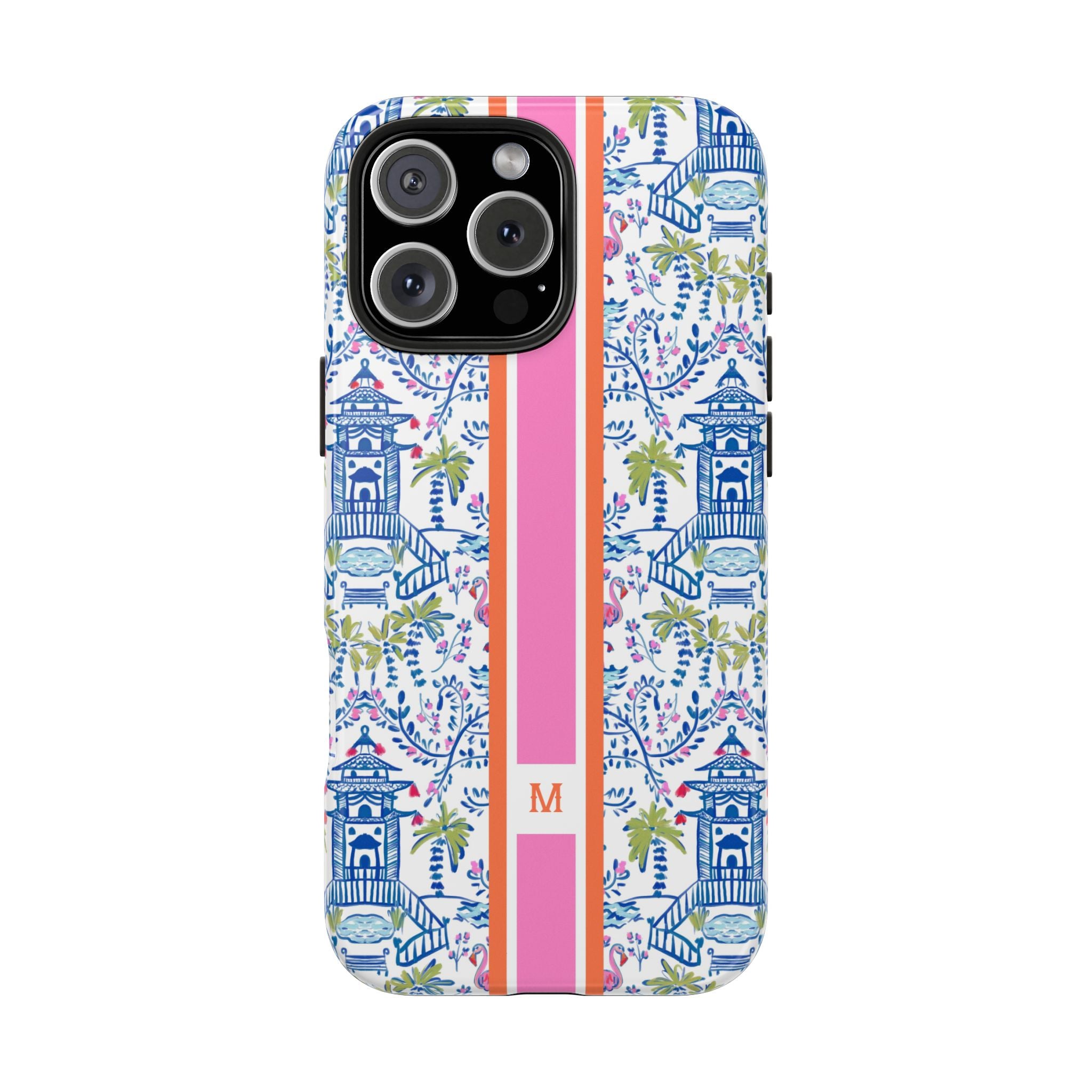 Colorful Chinoiserie Monogrammed Tough Phone Case