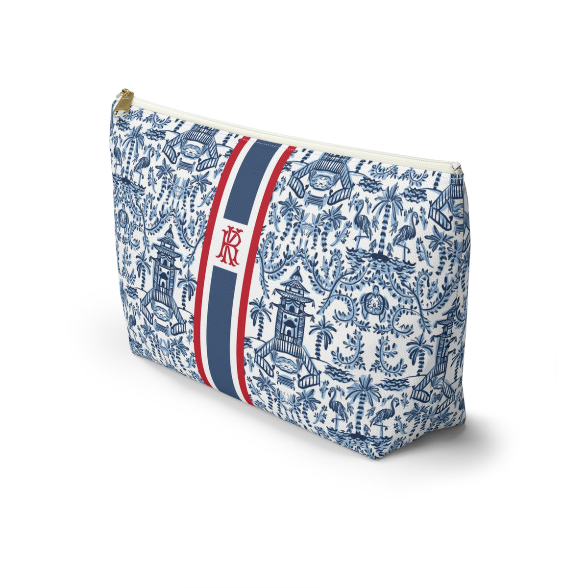 Palm Beach II Striped Monogrammed Pouch