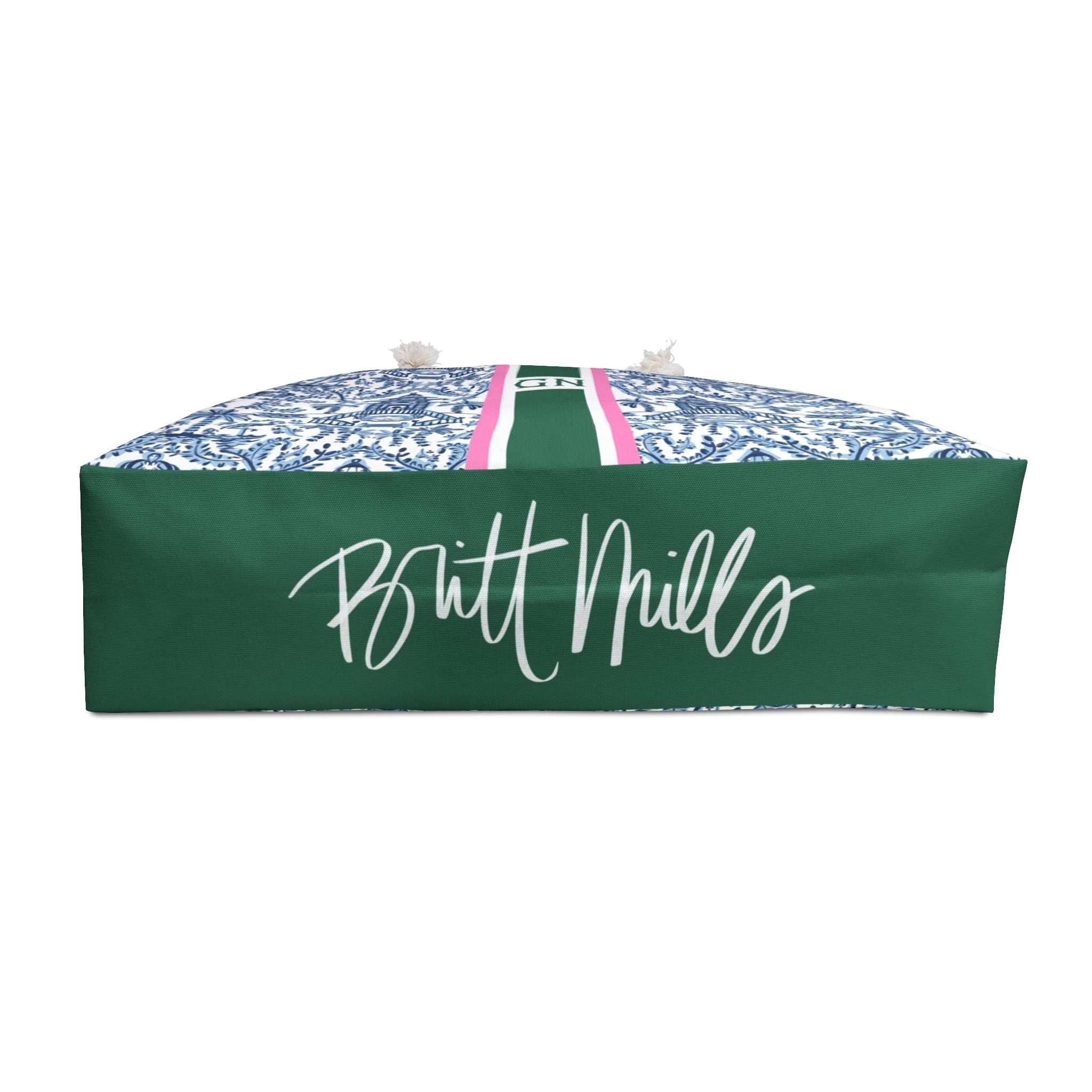 Palm Beach Striped Monogrammed Mahjong Bag