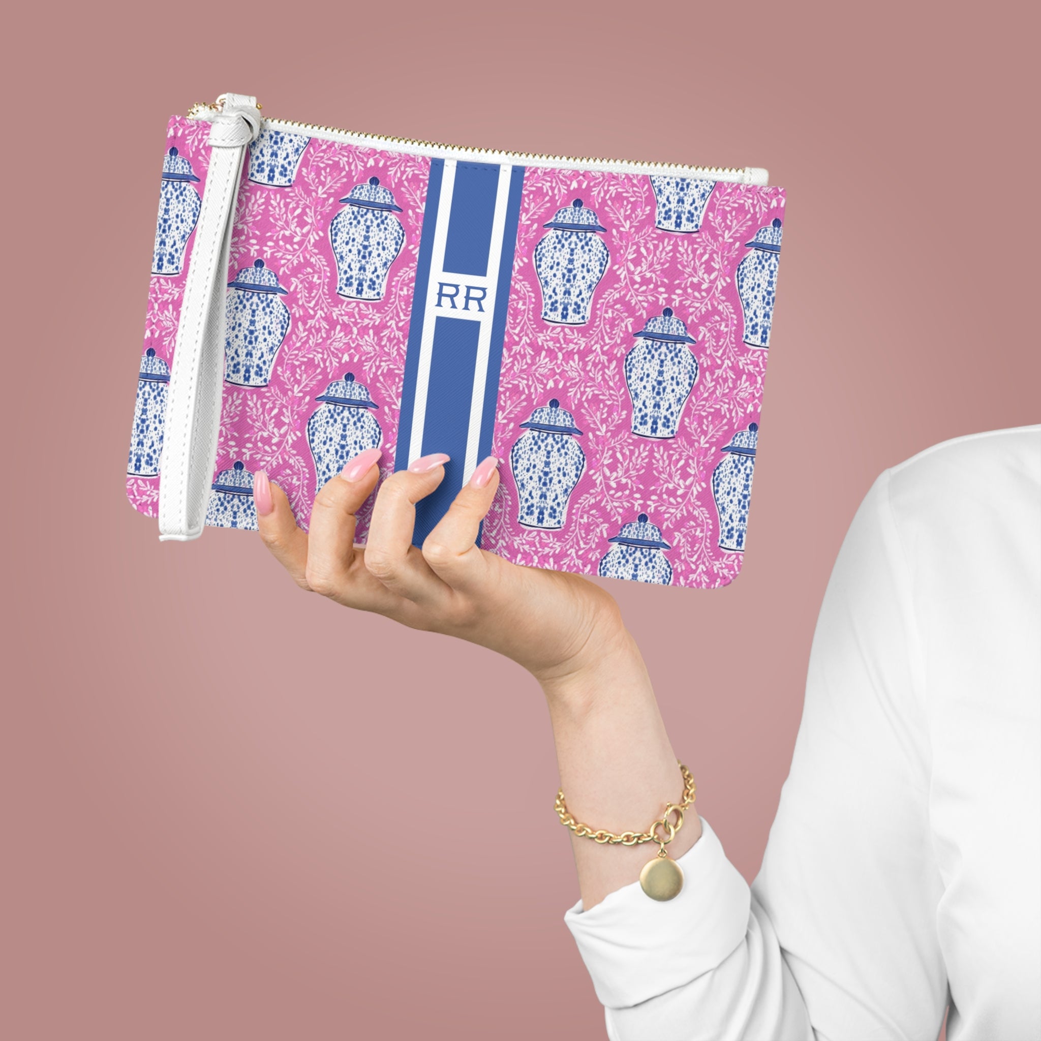 Ginger Striped Monogrammed Mahjong Card Holder