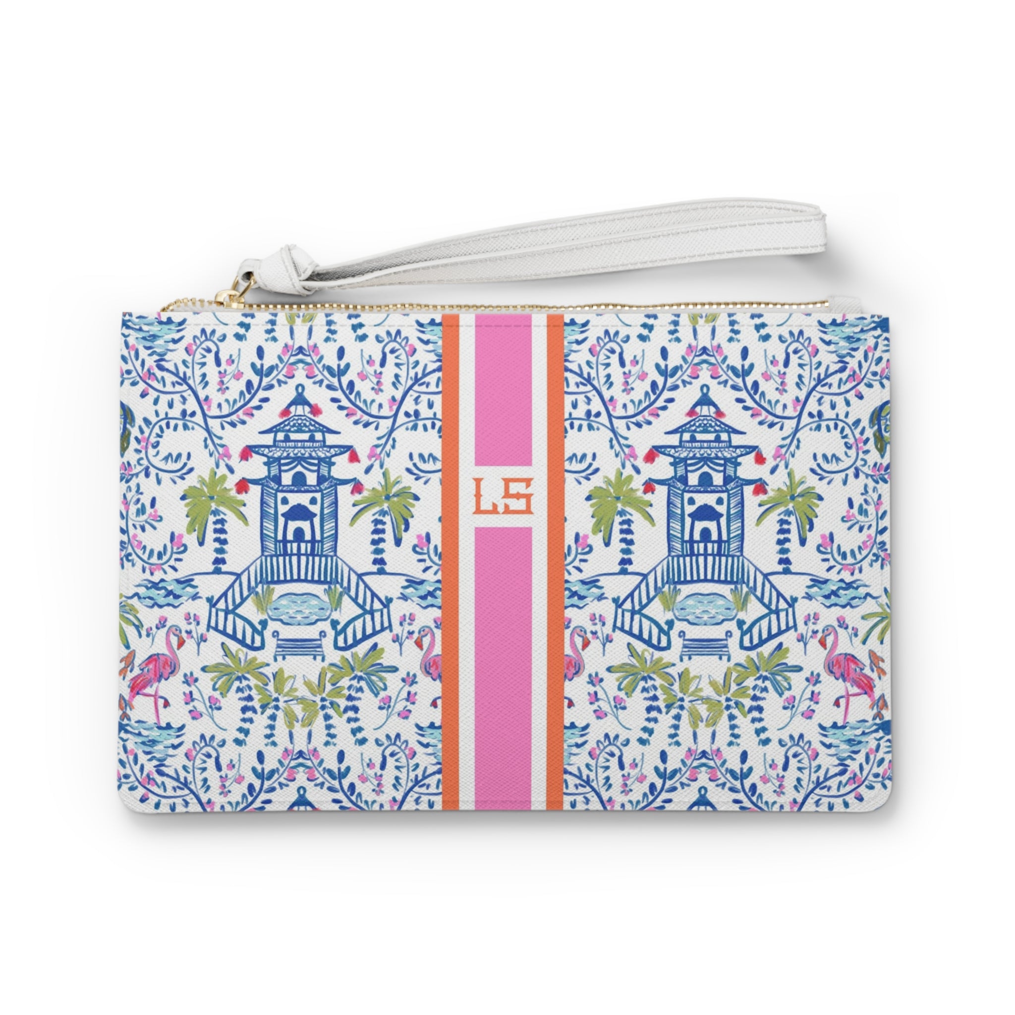 Colorful Chinoiserie Striped Monogrammed Mahjong Card Holder