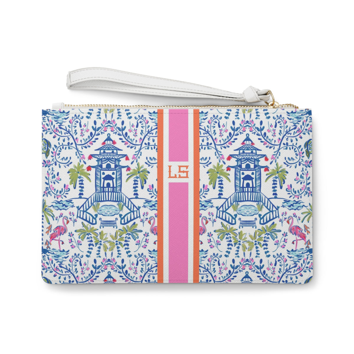 Colorful Chinoiserie Striped Monogrammed Mahjong Card Holder