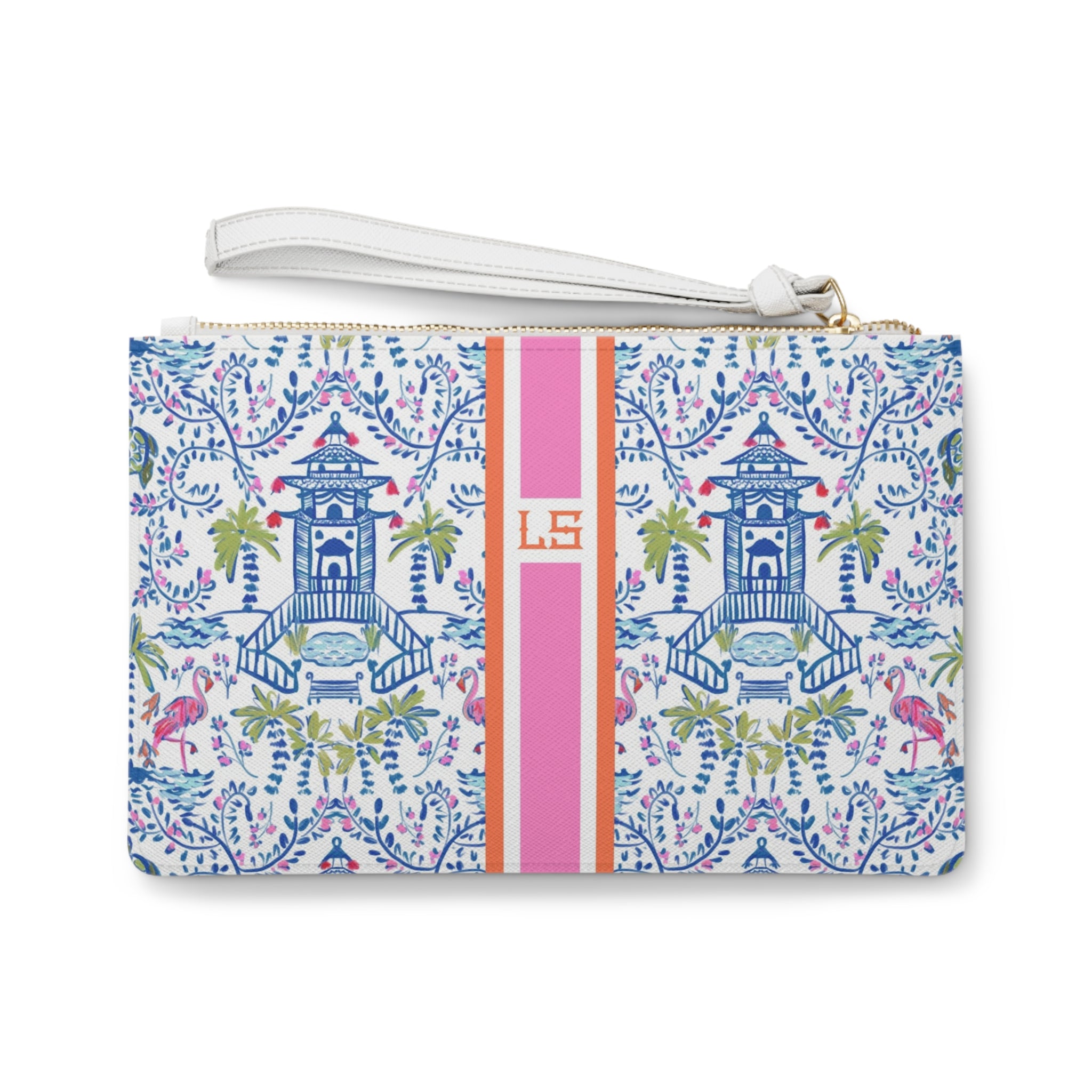 Colorful Chinoiserie Striped Monogrammed Mahjong Card Holder
