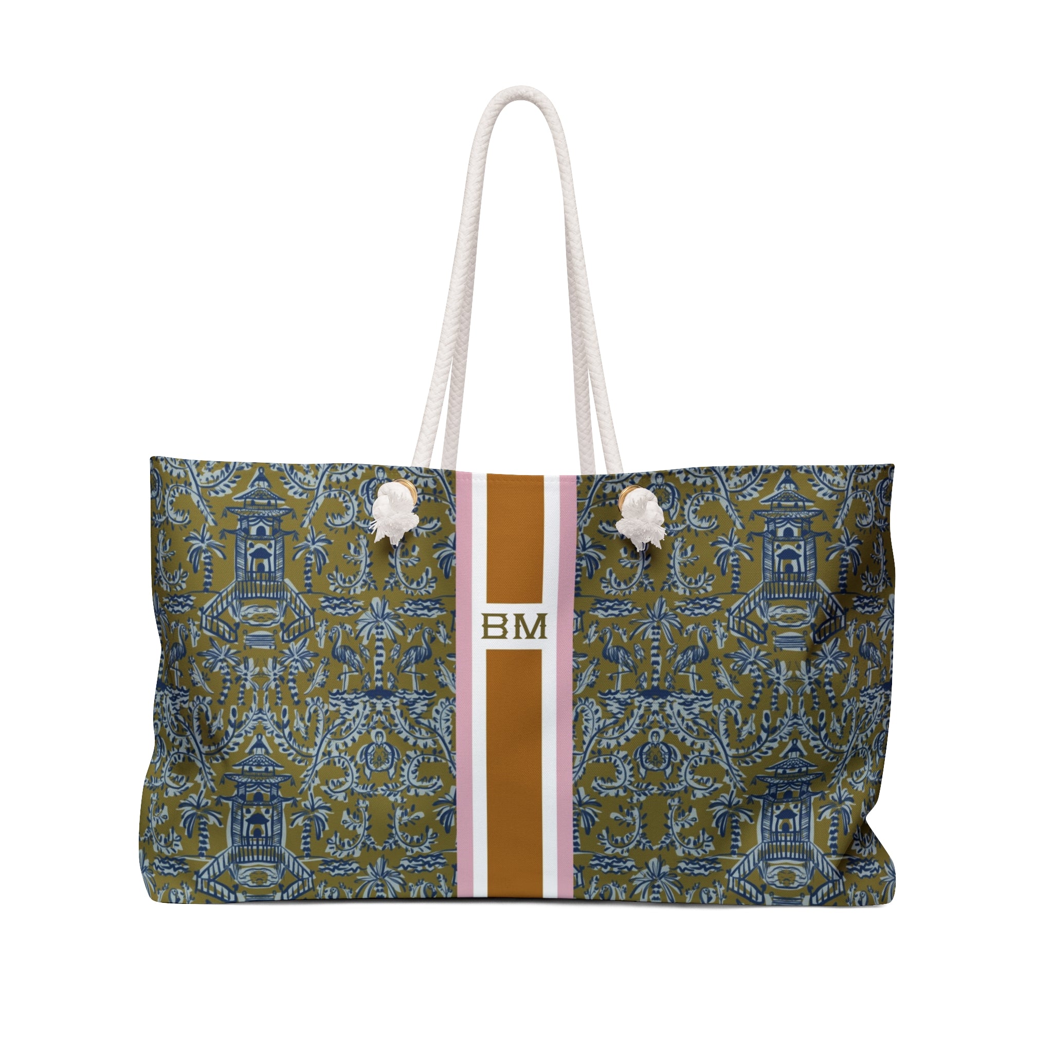 Soirée Stripe Monogrammed Mahjong Bag