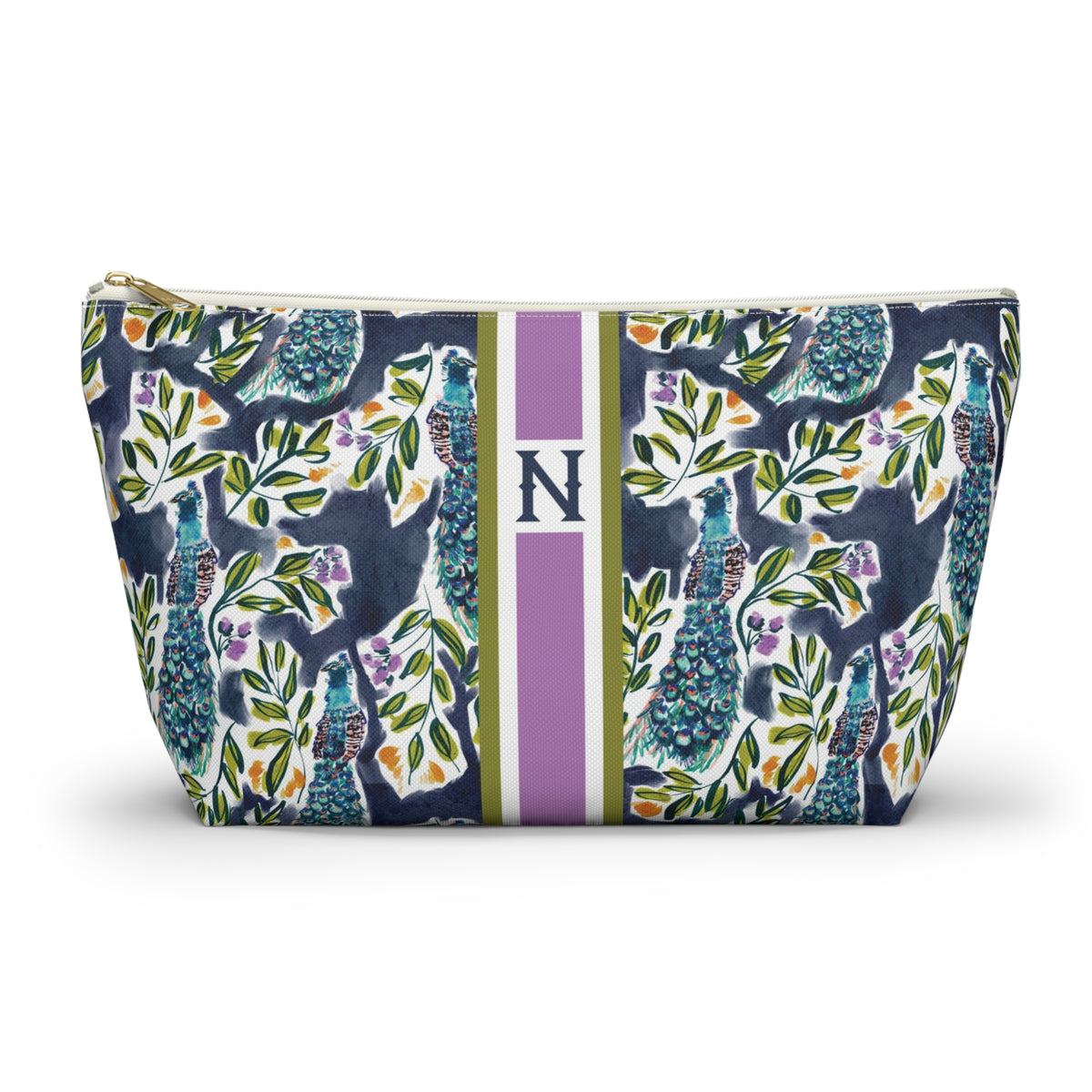 Peacock Striped Monogrammed Pouch