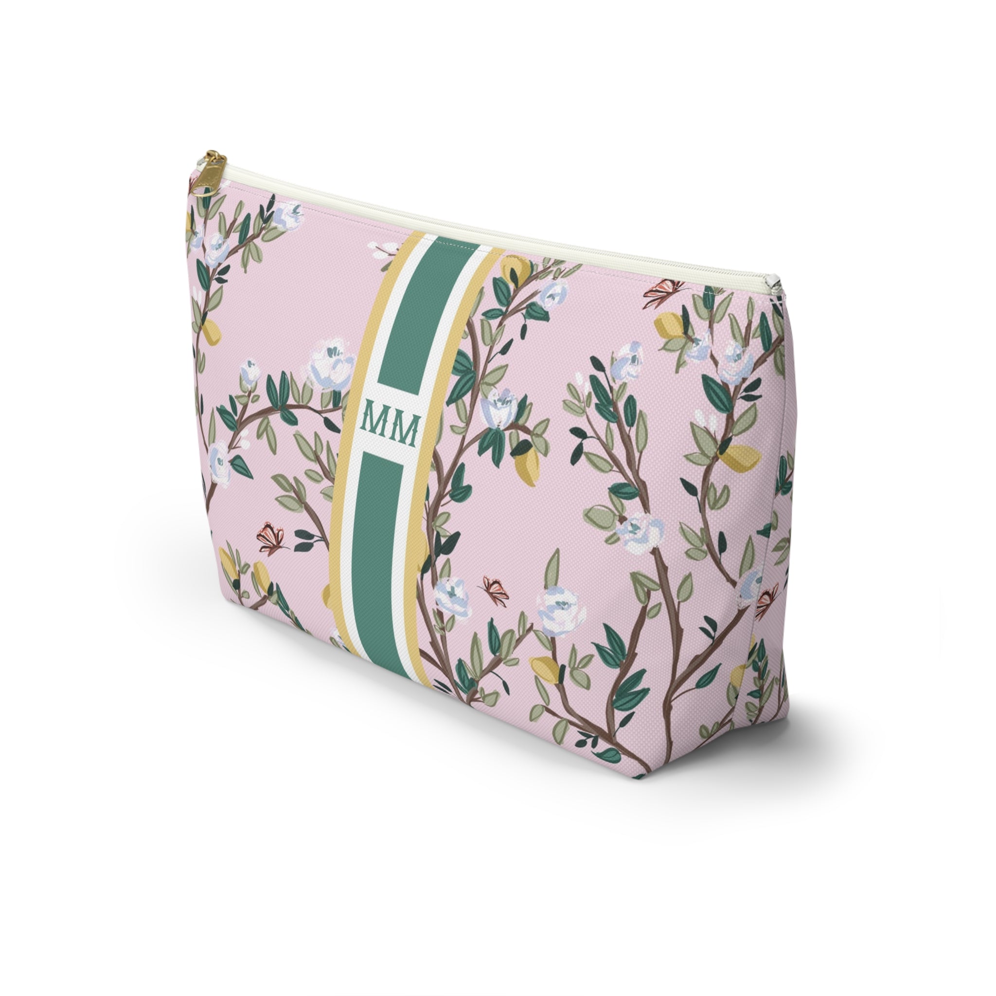 Blossom Garden Striped Monogrammed Mahjong Tile Pouch