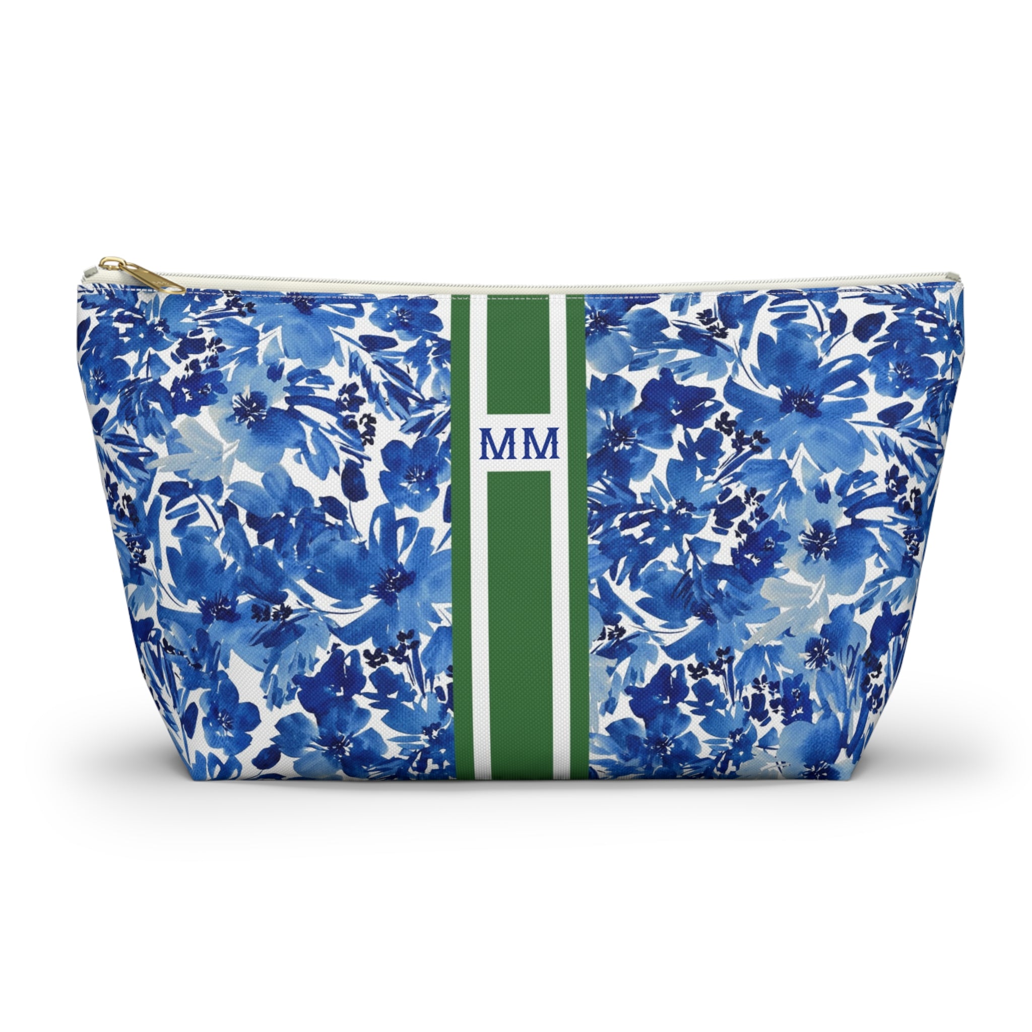 Royal Blooms Striped Monogrammed Mahjong Tile Pouch