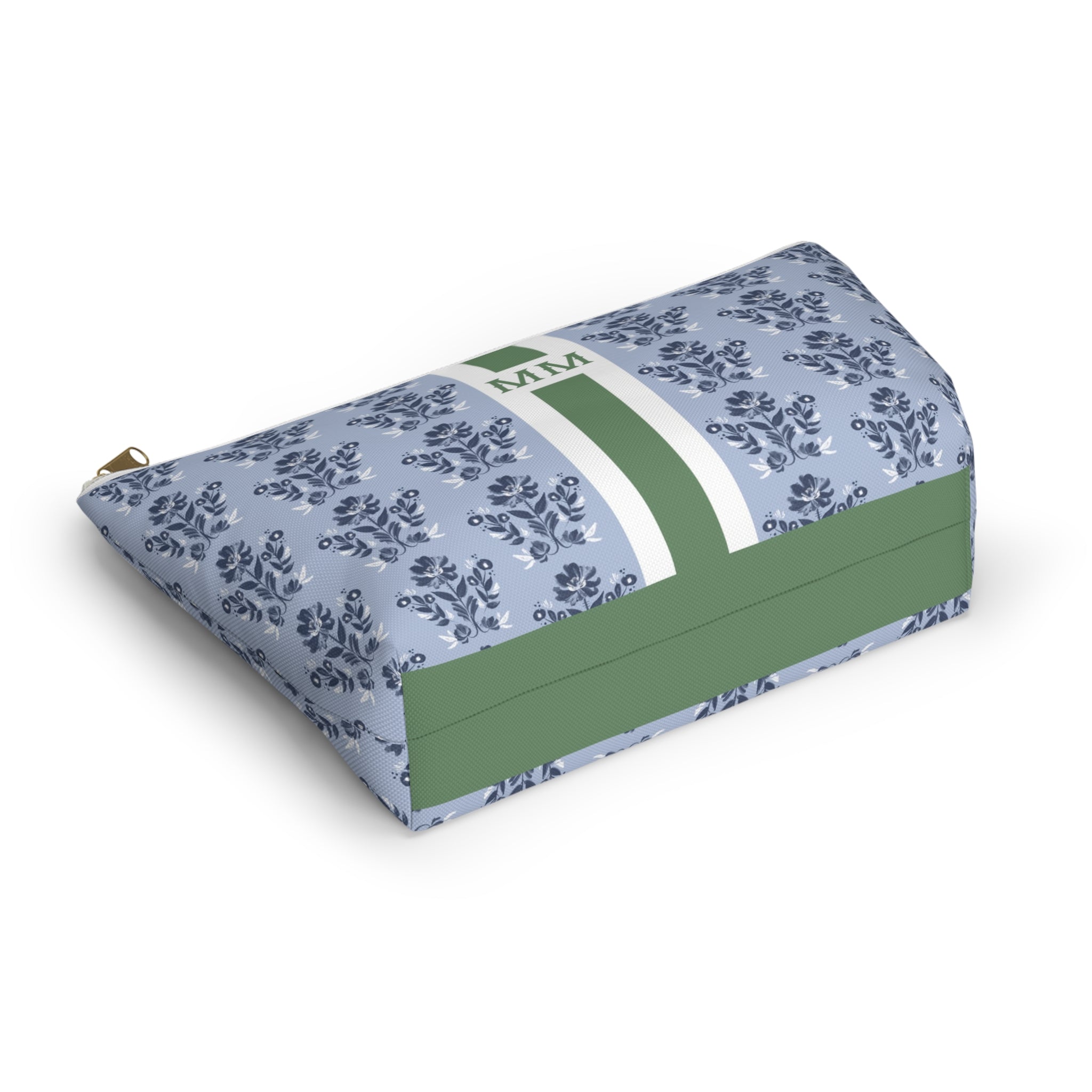 Evangeline Blue Striped Monogrammed Mahjong Tile Pouch