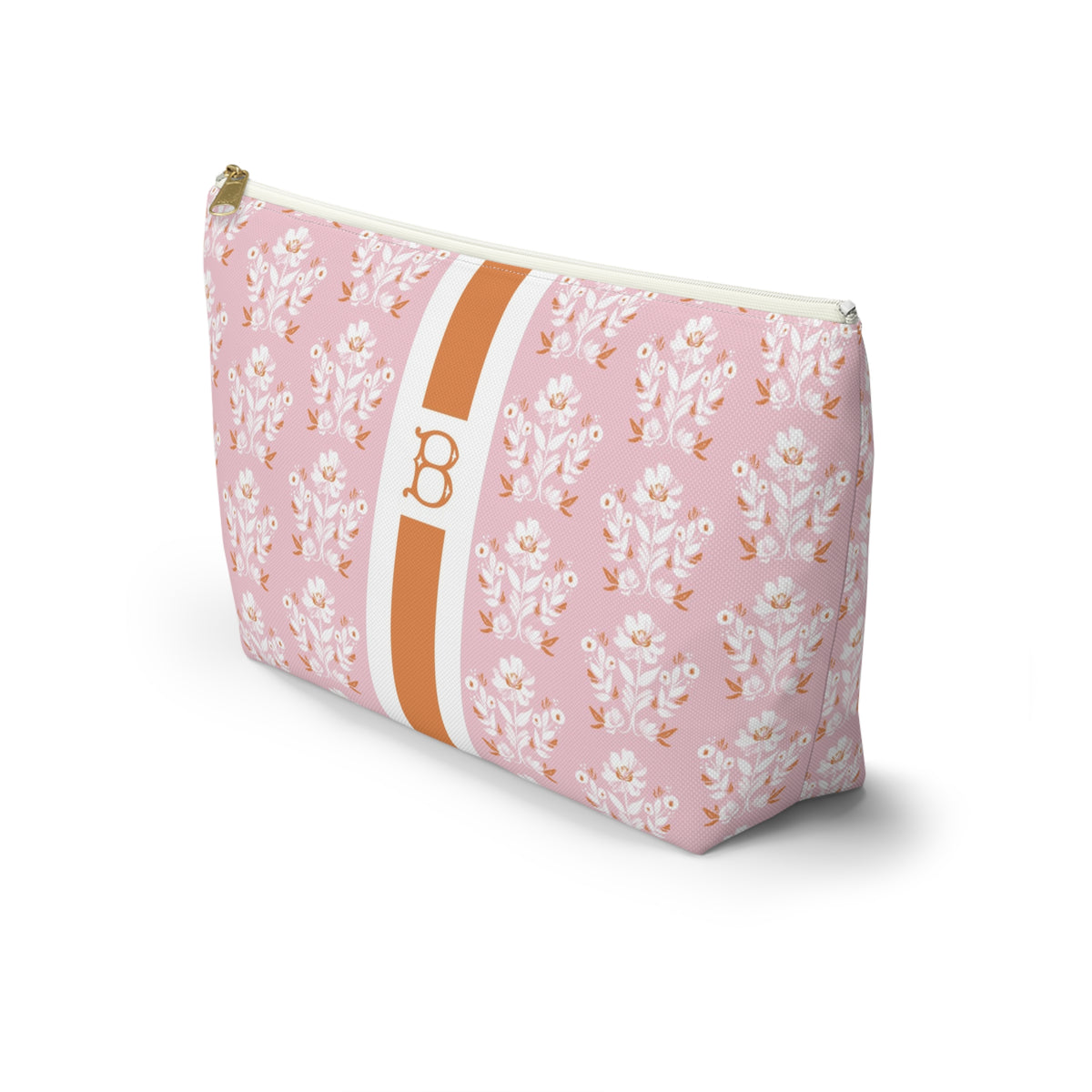 Evangeline Pink Striped Monogrammed Pouch