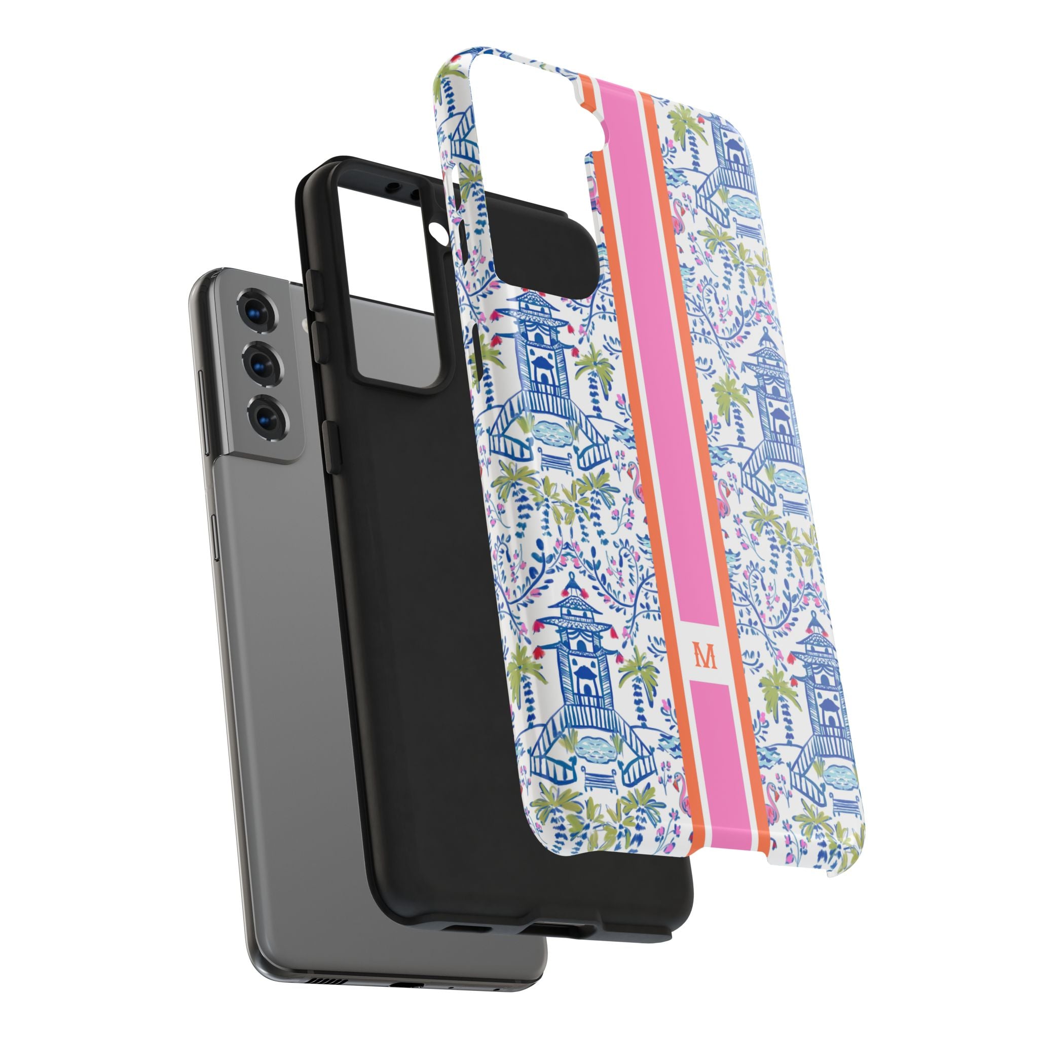 Colorful Chinoiserie Monogrammed Tough Phone Case