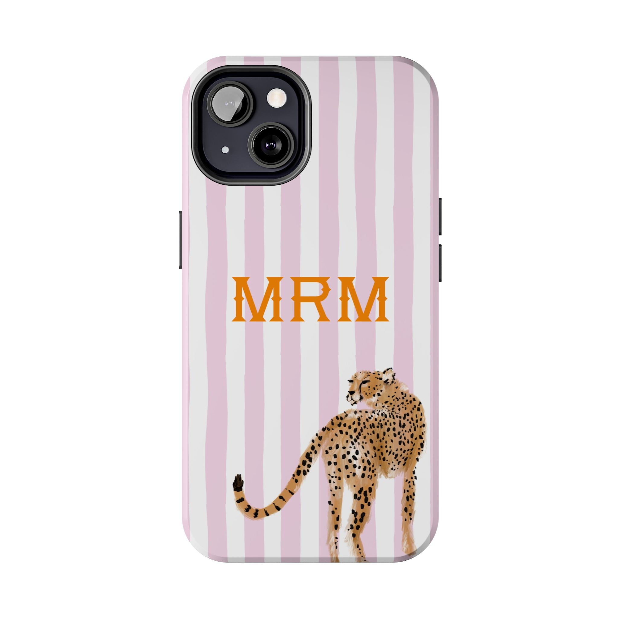 Preppy Cheetah (Pink) Monogrammed Tough Phone Case