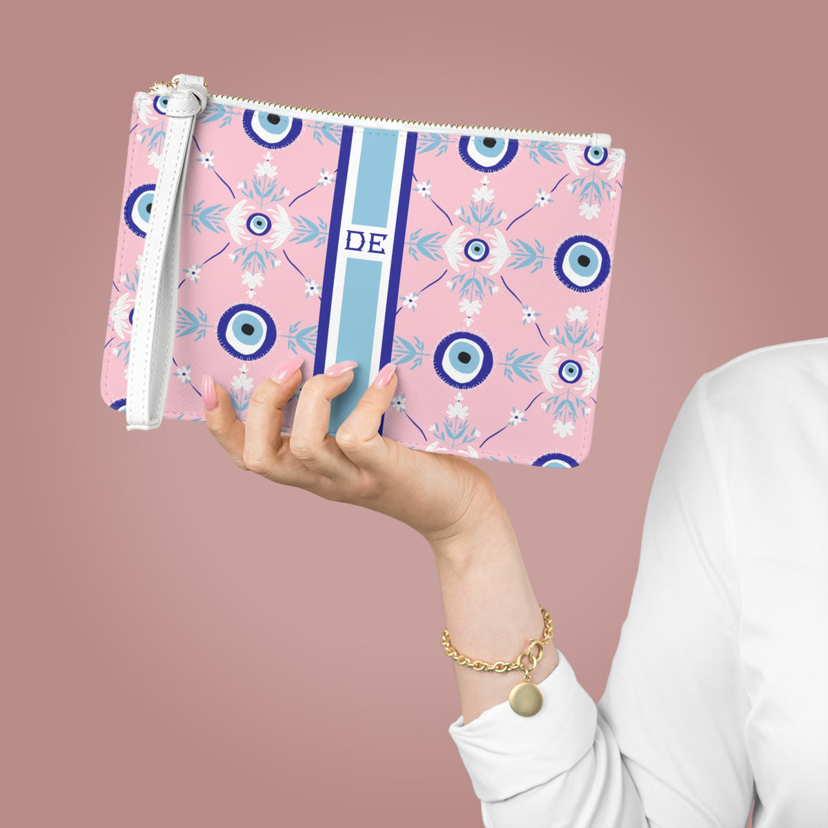 Evil Eye Striped Monogrammed Mahjong Card Holder