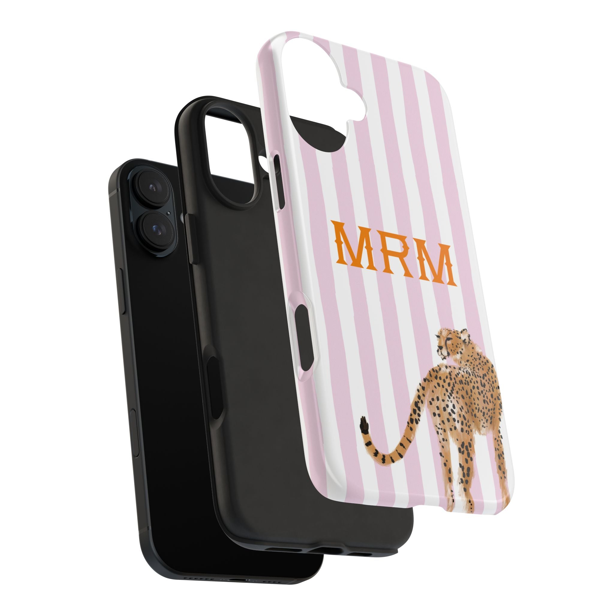 Preppy Cheetah (Pink) Monogrammed Tough Phone Case