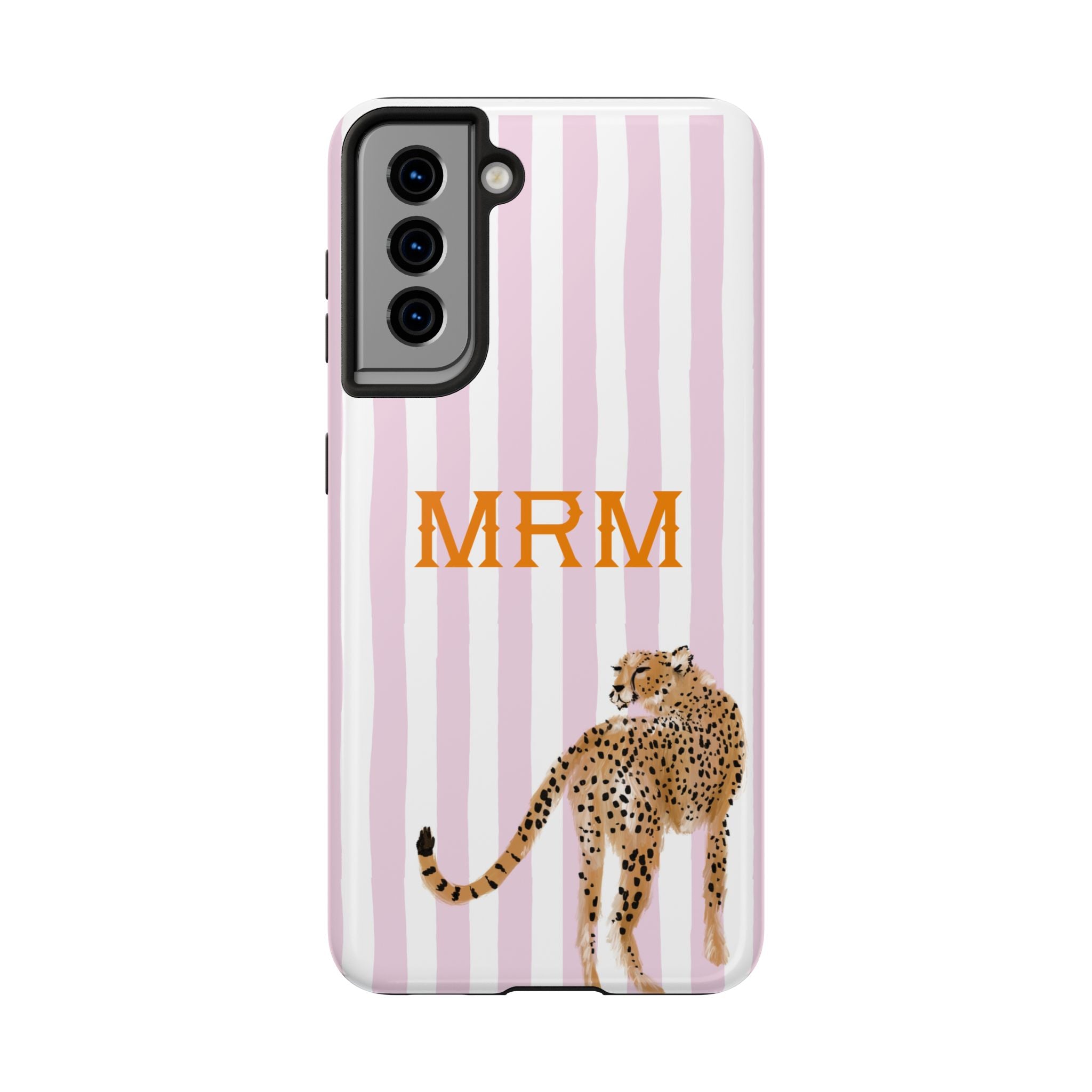 Preppy Cheetah (Pink) Monogrammed Tough Phone Case