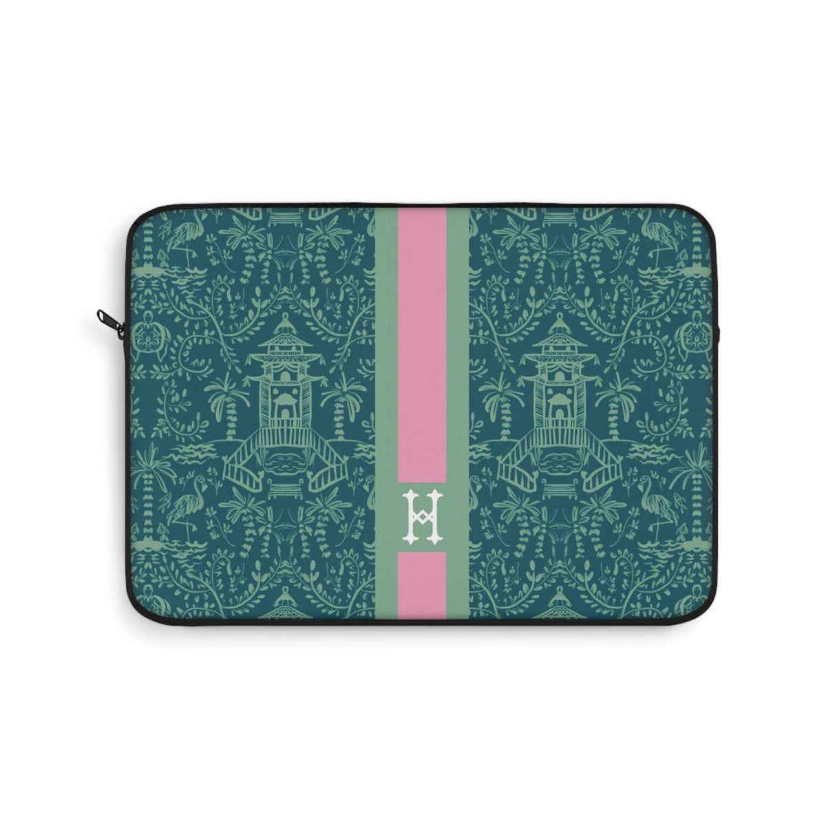 Palm Beach Teal Monogrammed Laptop Sleeve