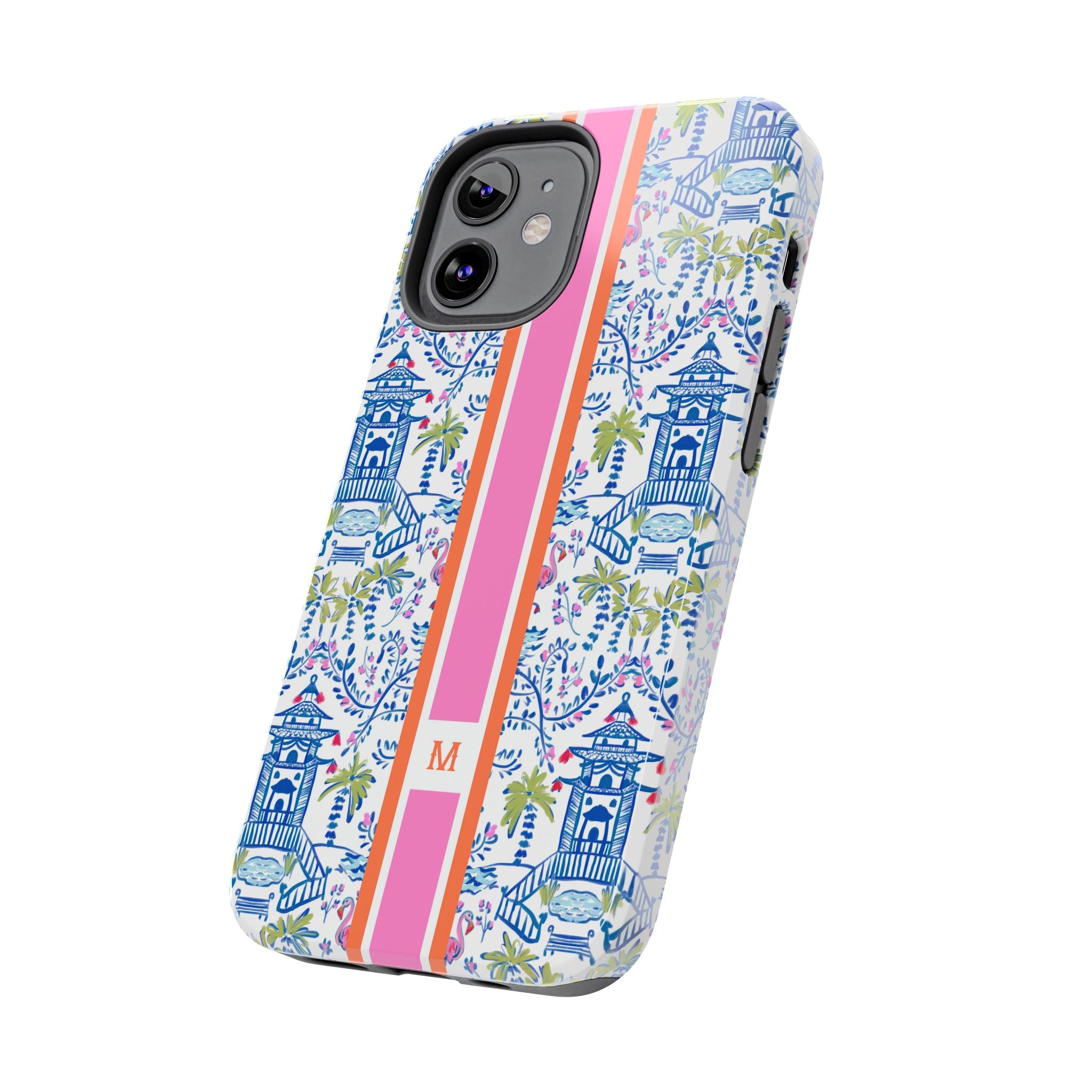 Colorful Chinoiserie Monogrammed Tough Phone Case