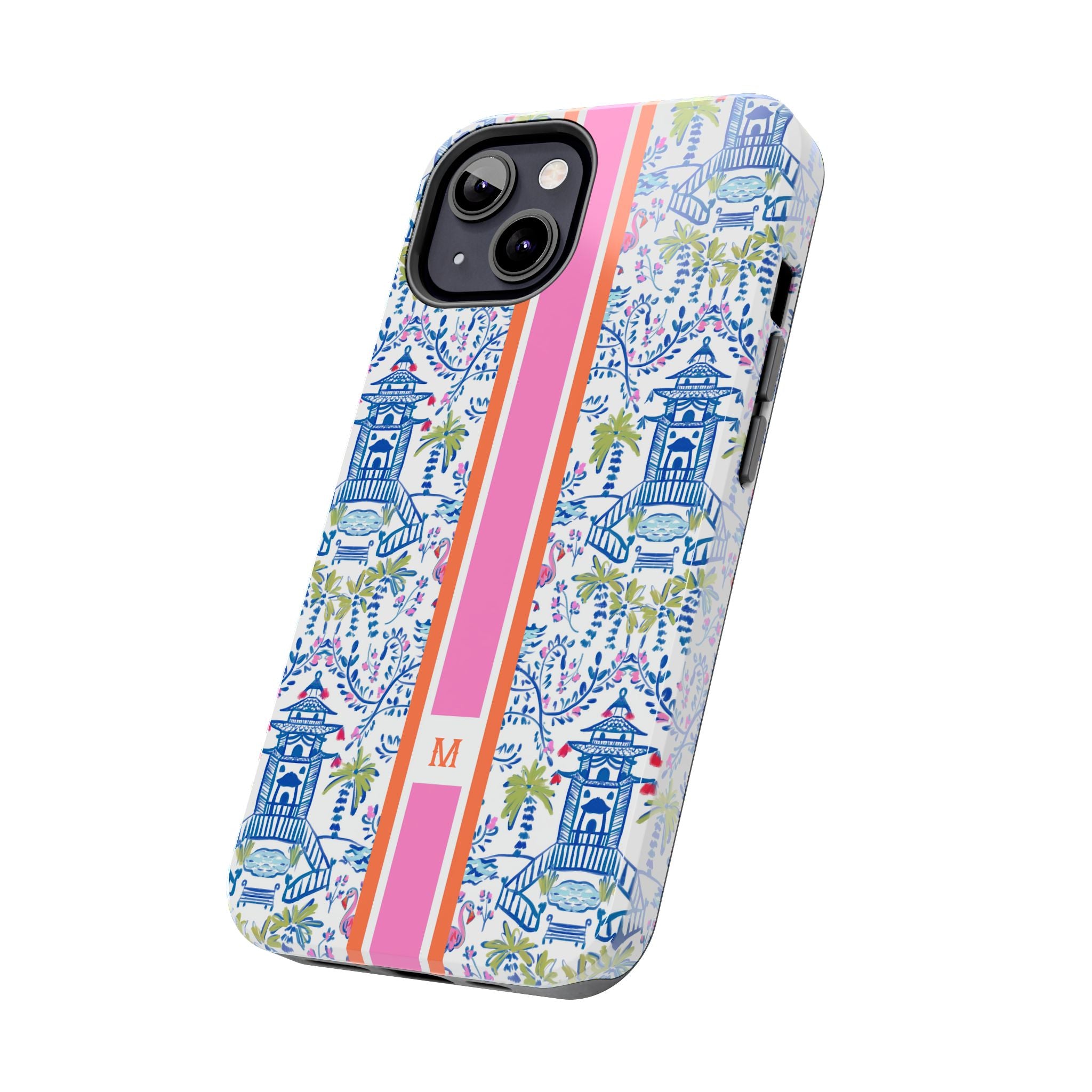 Colorful Chinoiserie Monogrammed Tough Phone Case