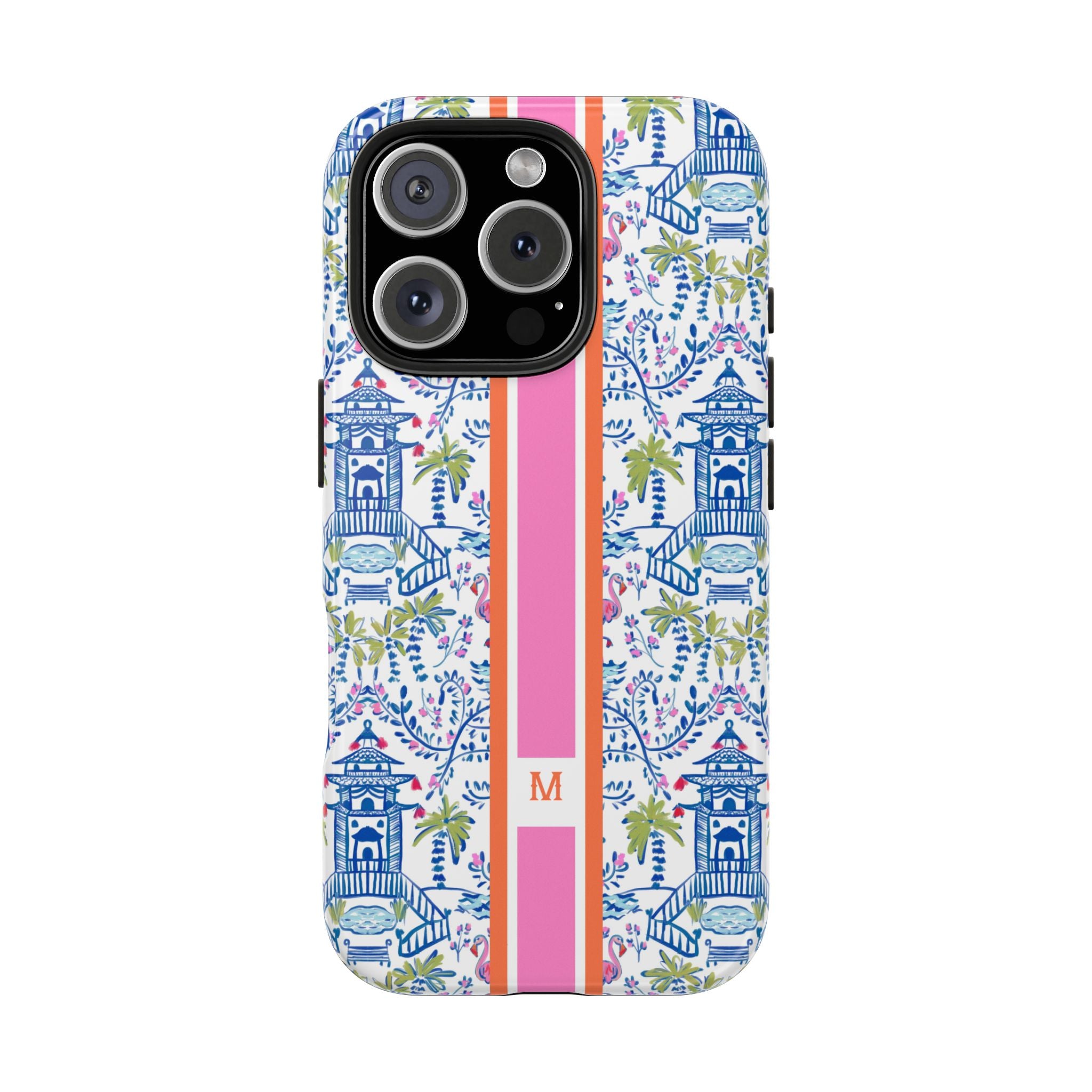Colorful Chinoiserie Monogrammed Tough Phone Case