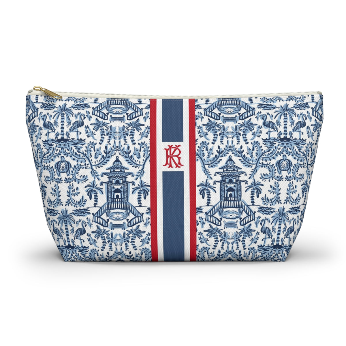 Palm Beach II Striped Monogrammed Pouch
