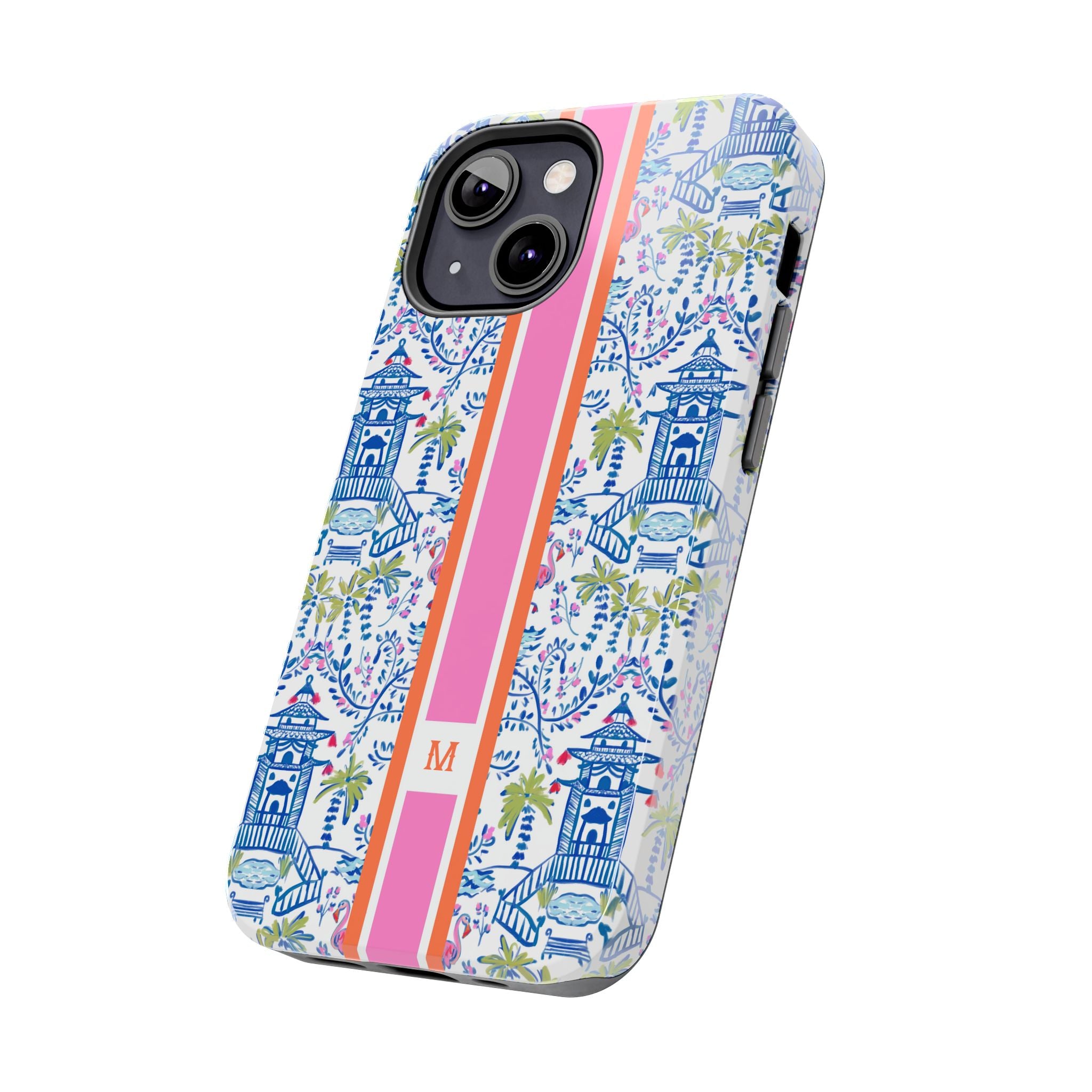 Colorful Chinoiserie Monogrammed Tough Phone Case