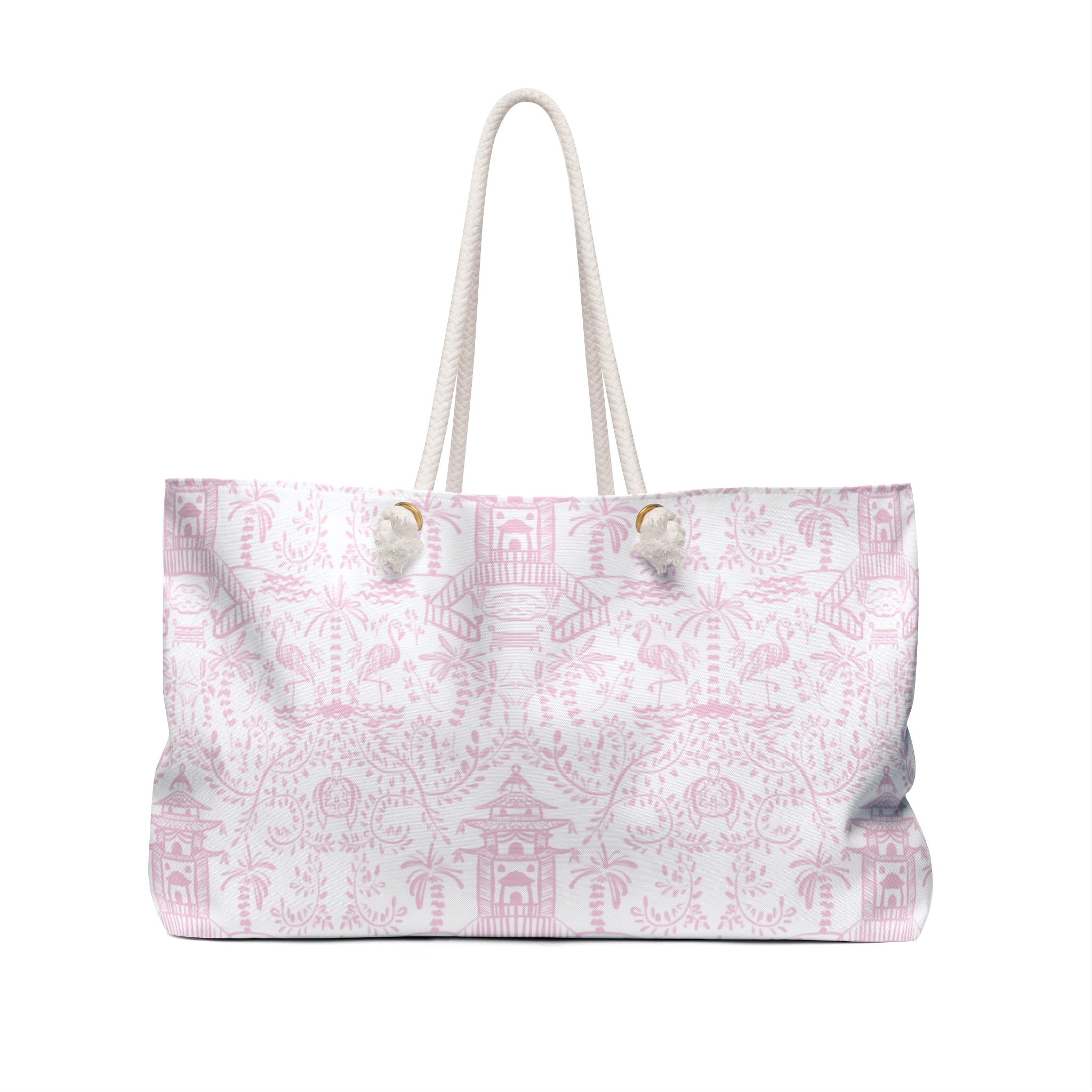 Palm Beach Pink Striped Monogrammed Mahjong Bag