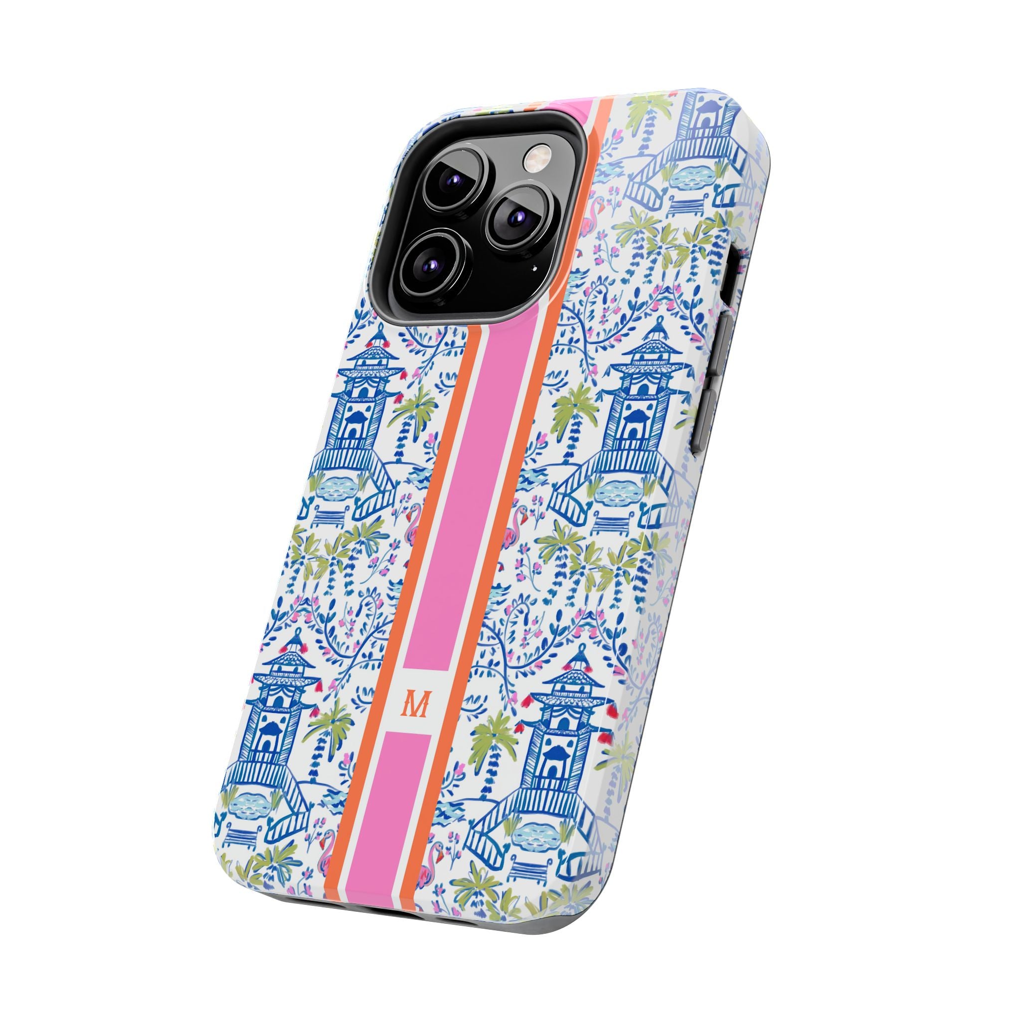 Colorful Chinoiserie Monogrammed Tough Phone Case