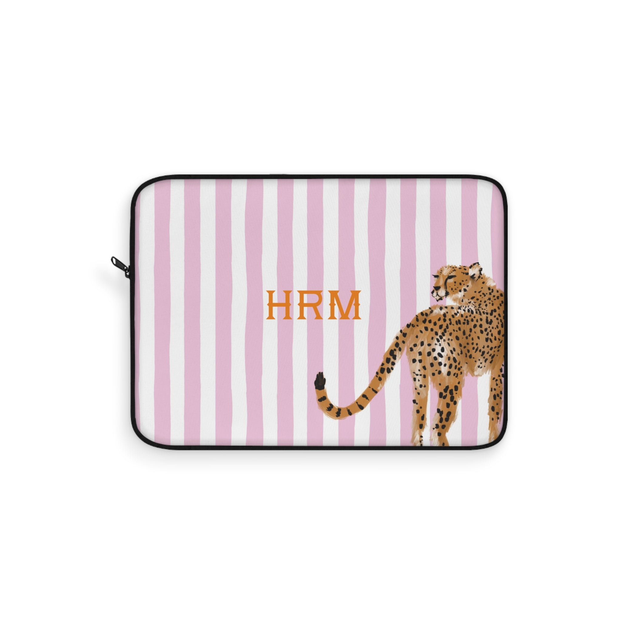 Preppy Cheetah (Pink) Monogrammed Laptop Sleeve