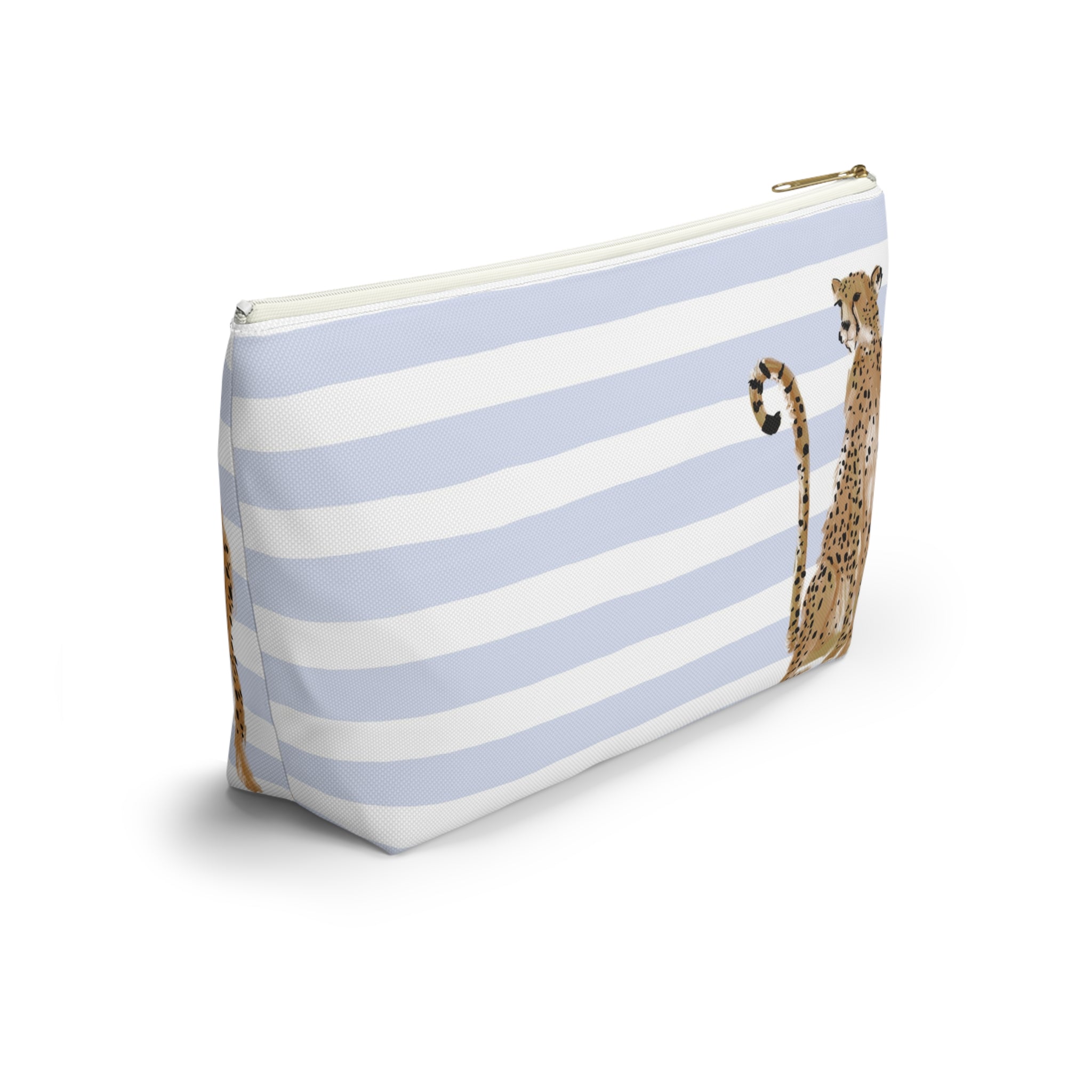 Preppy Cheetah (Blue) Monogrammed Mahjong Tile Pouch