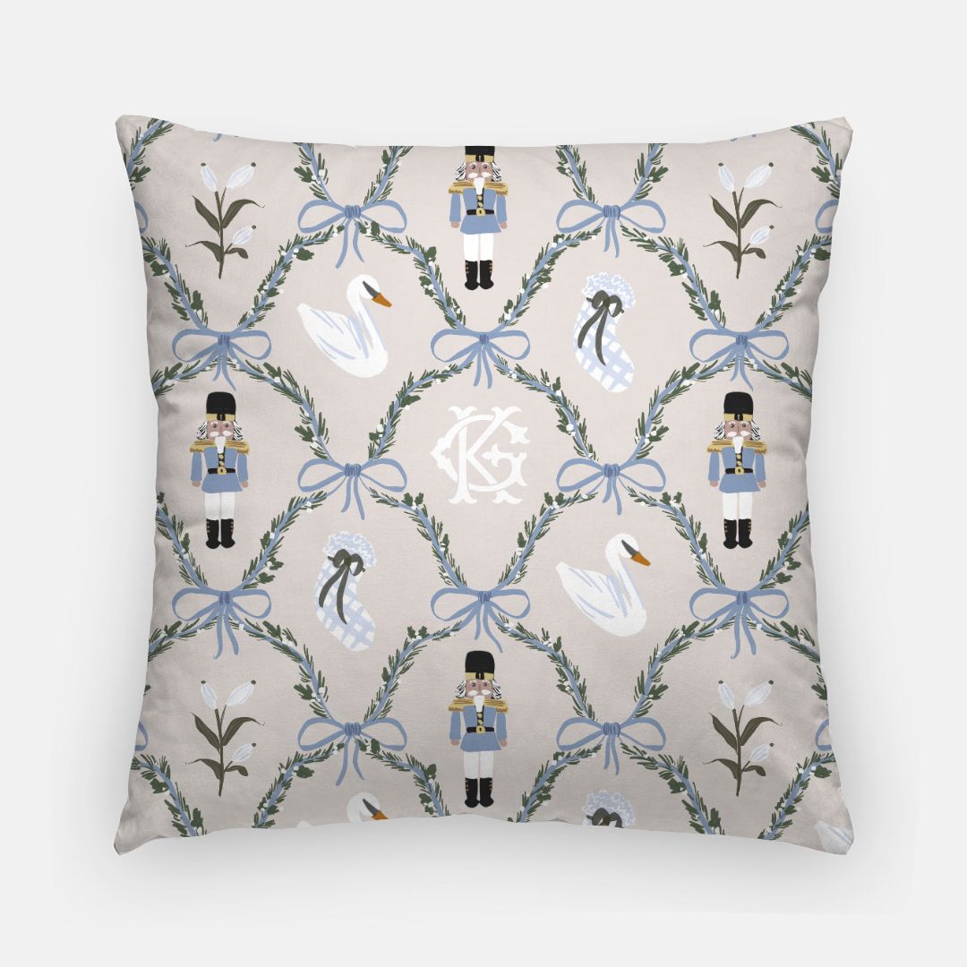20" Pillow CasesNutcracker Monogrammed Throw Pillowcase 20"x20"Britt Mills Design