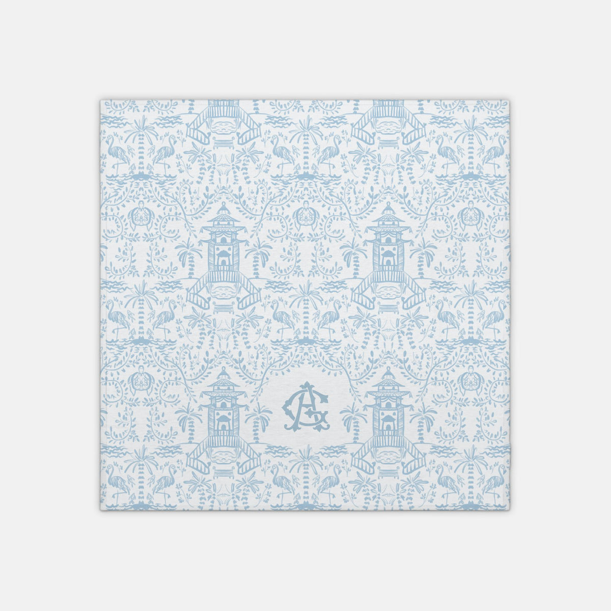 Palm Beach (Sky) Monogrammed Swaddle Blanket