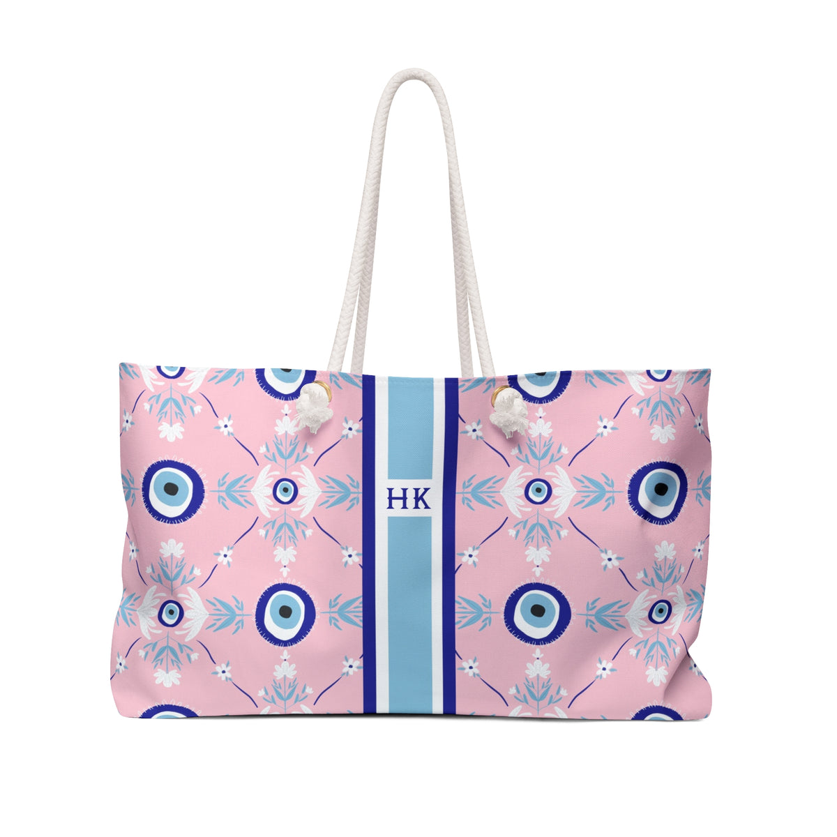 Evil Eye Striped Monogrammed Mahjong Bag