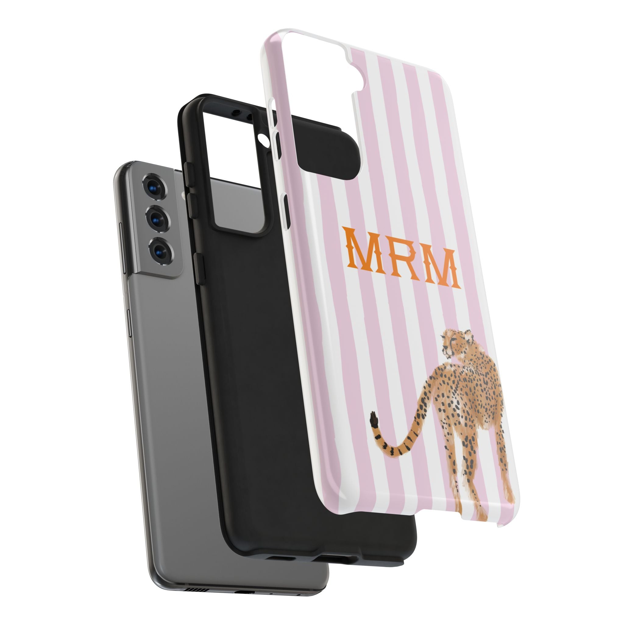 Preppy Cheetah (Pink) Monogrammed Tough Phone Case