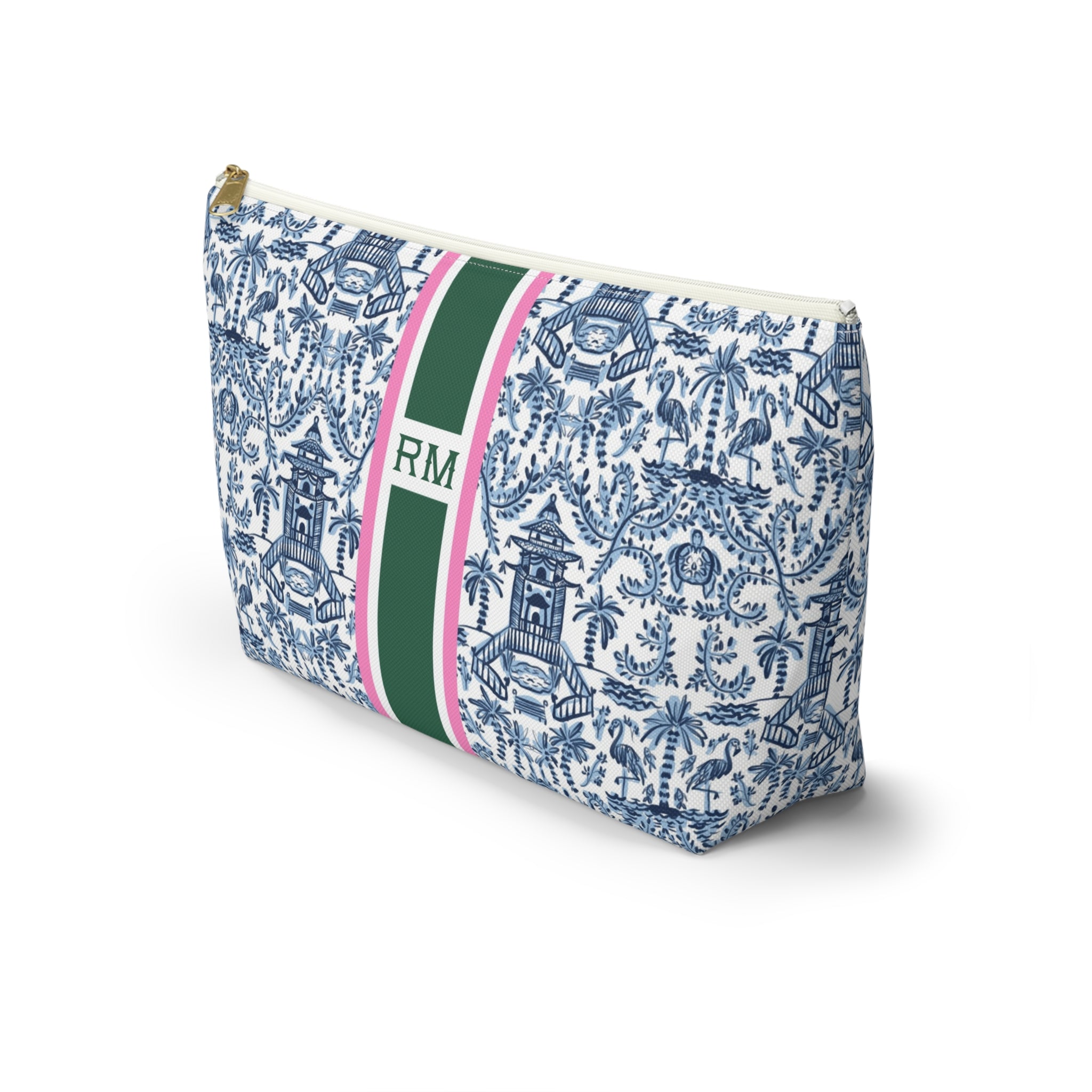 Palm Beach Striped Monogrammed Mahjong Tile Pouch