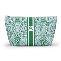 Chinoiserie Palms Striped Monogrammed Pouch