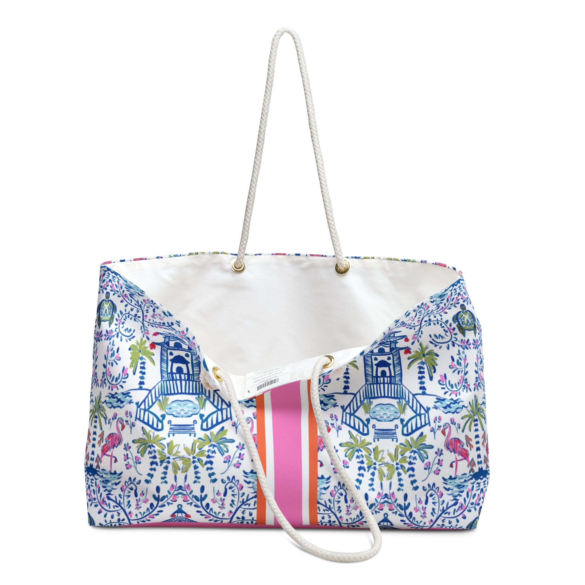 Colorful Chinoiserie Striped Monogrammed Mahjong Bag