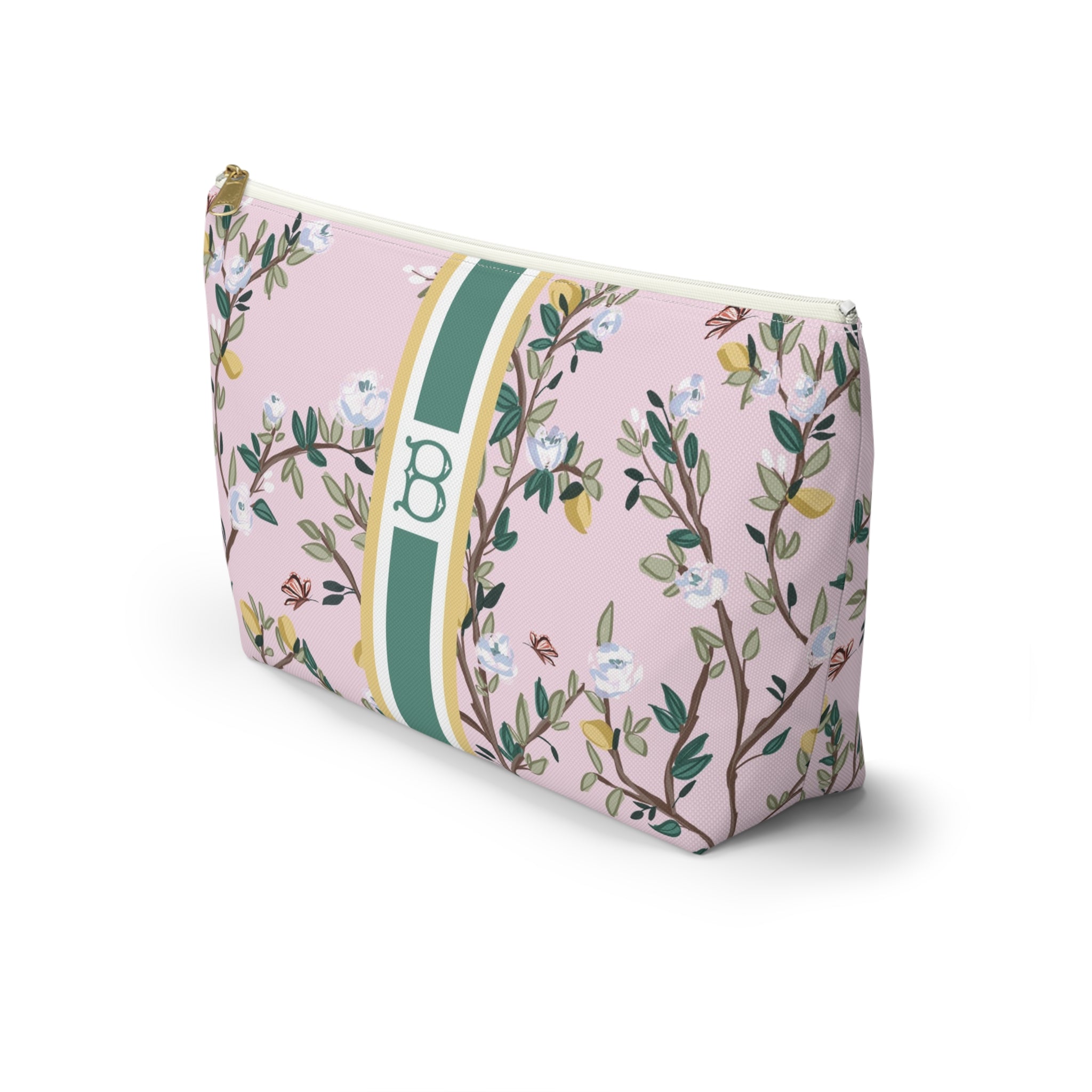 Blossom Garden Striped Monogrammed Pouch