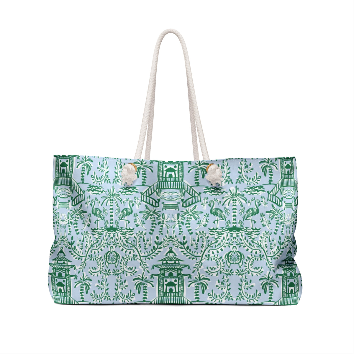 Chinoiserie Palms Striped Monogrammed Mahjong Bag