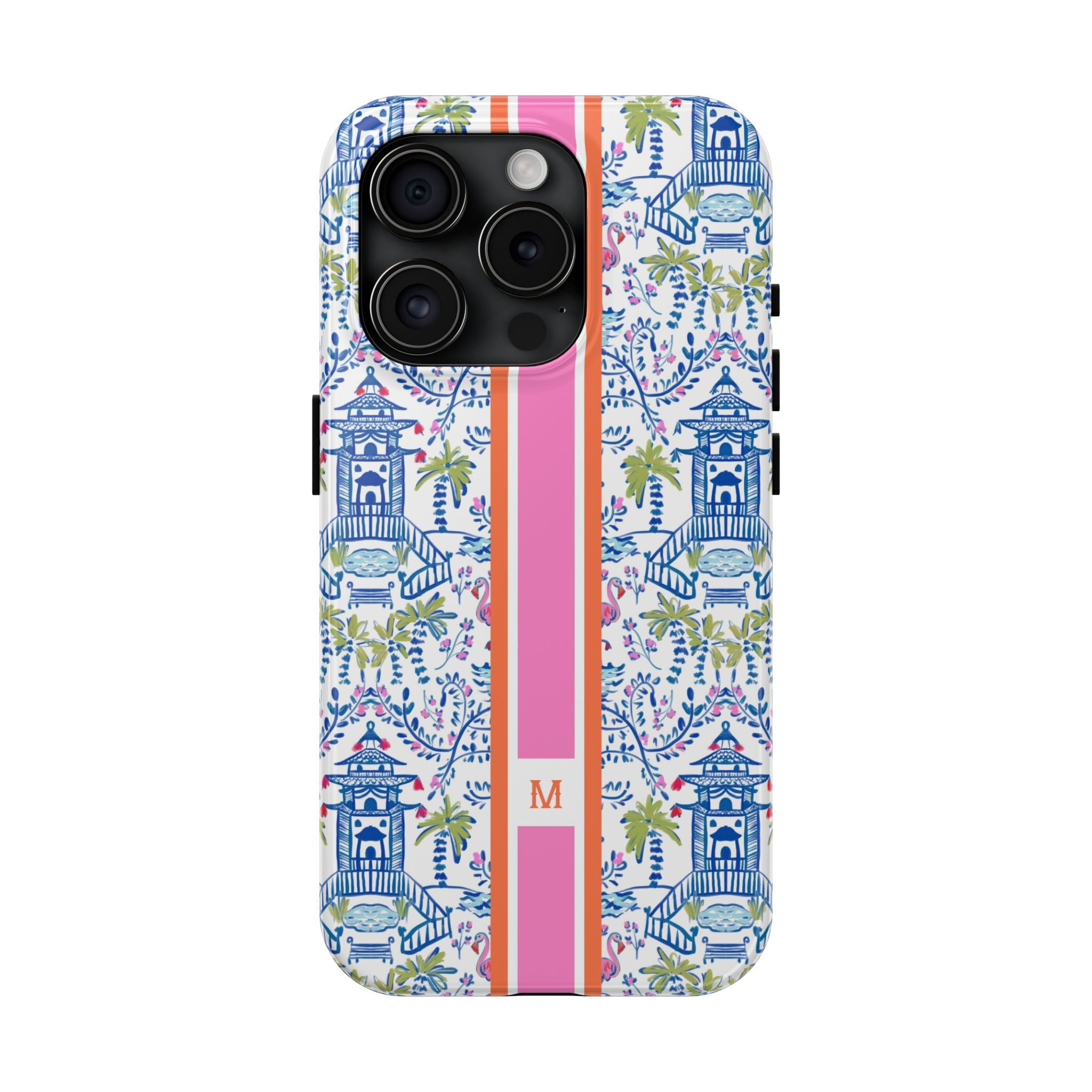 Colorful Chinoiserie Monogrammed Tough Phone Case