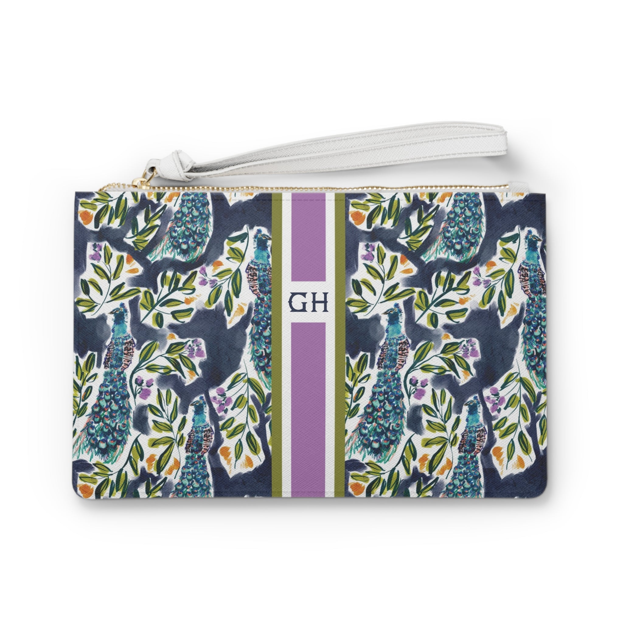 Peacock Garden Striped Monogrammed Mahjong Card Holder
