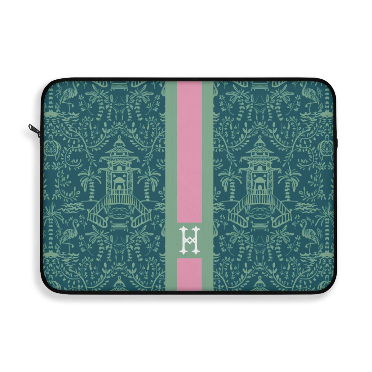 Palm Beach Teal Monogrammed Laptop Sleeve