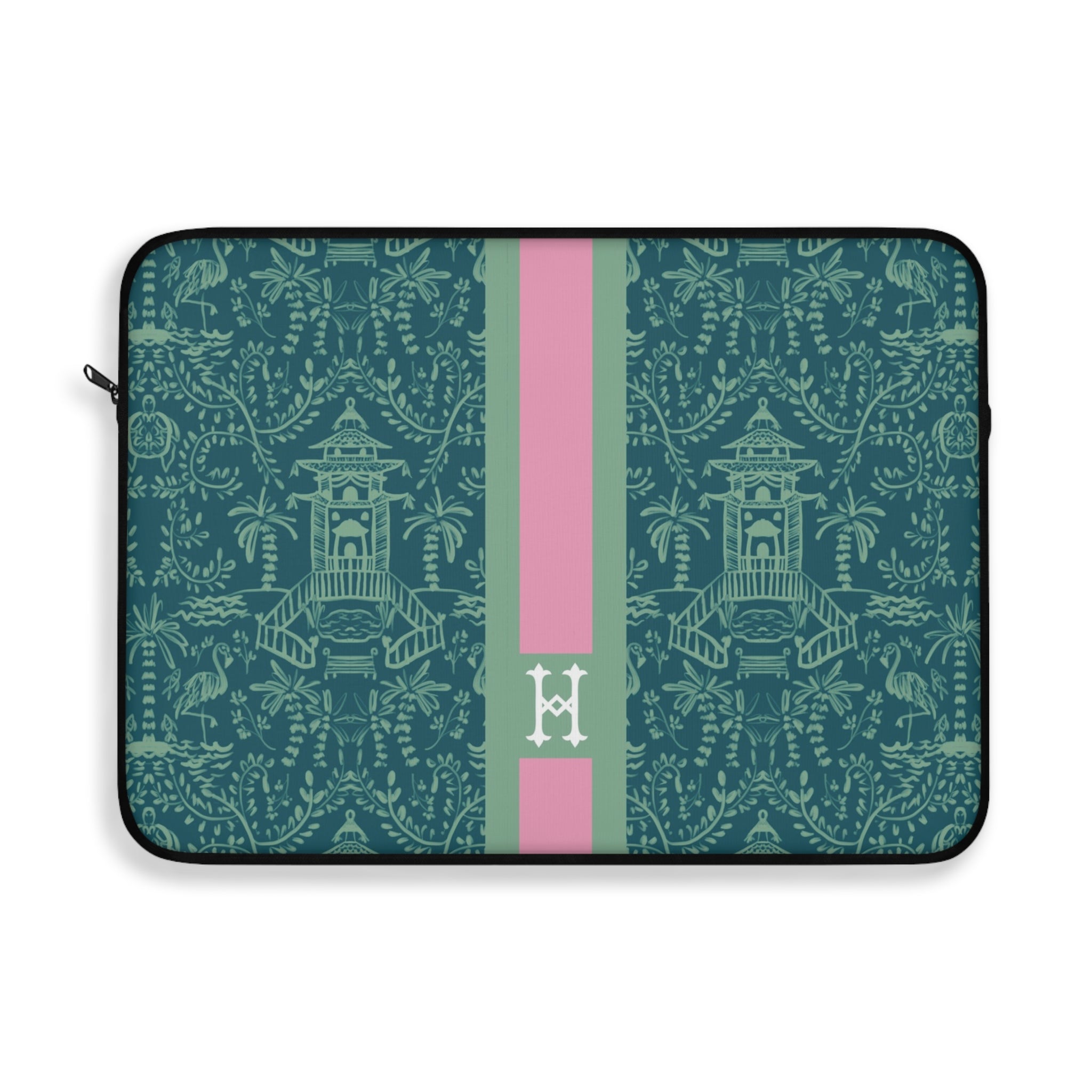 Palm Beach Teal Monogrammed Laptop Sleeve