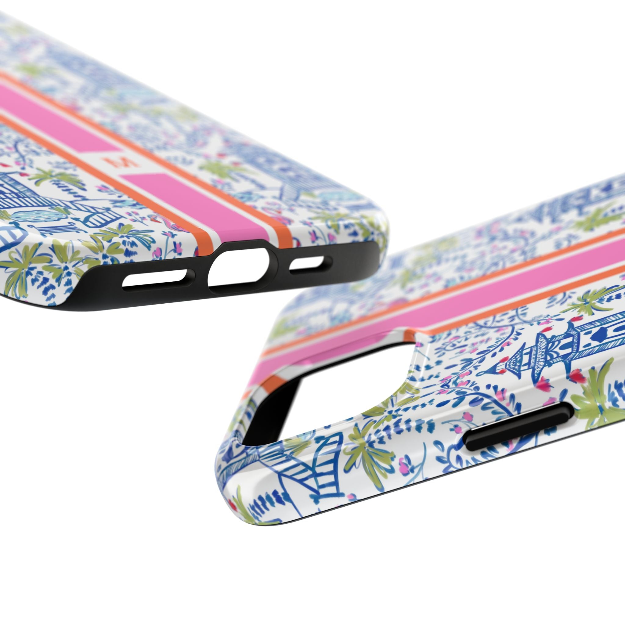 Colorful Chinoiserie Monogrammed Tough Phone Case
