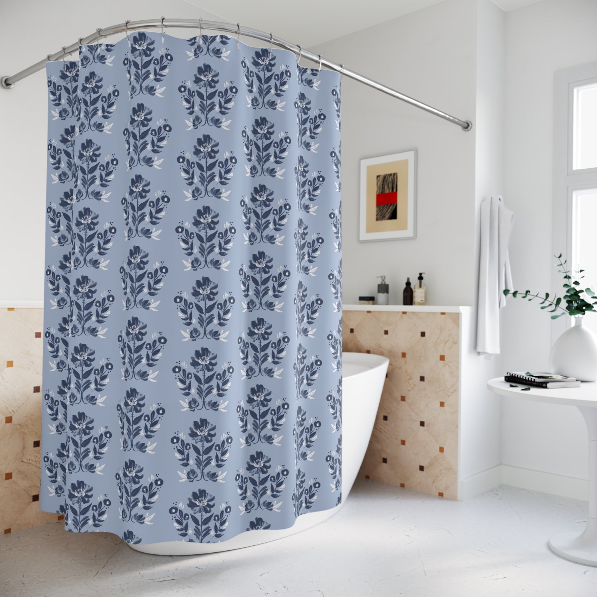Evangeline Blue Shower Curtain