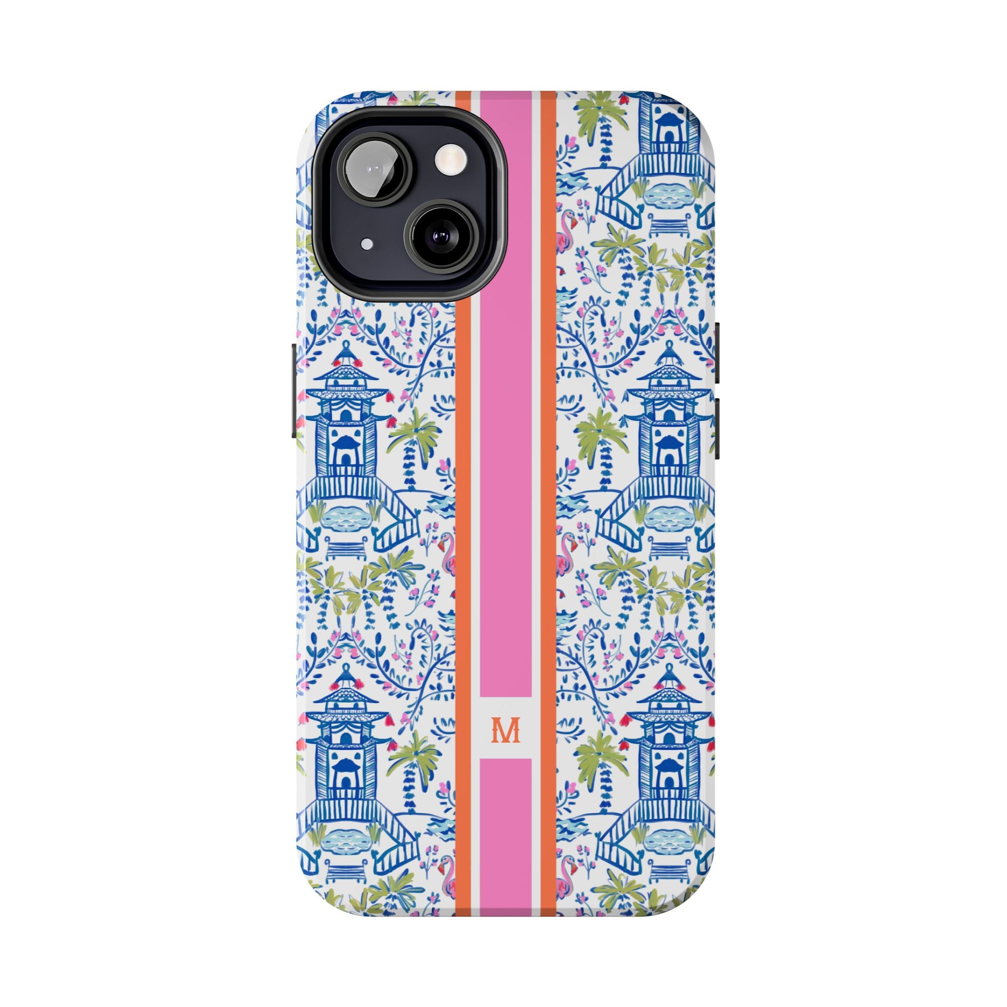 Colorful Chinoiserie Monogrammed Tough Phone Case