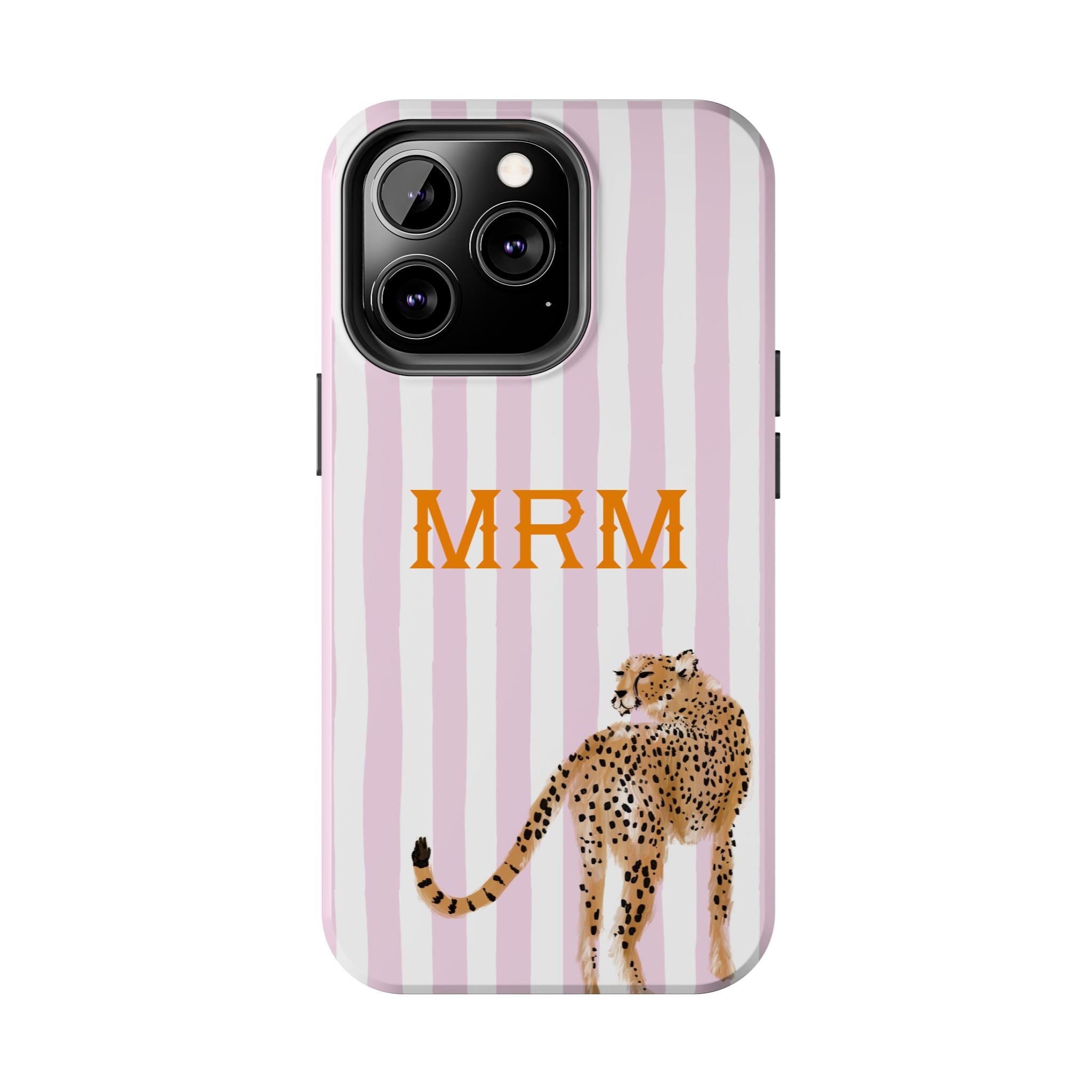 Preppy Cheetah (Pink) Monogrammed Tough Phone Case